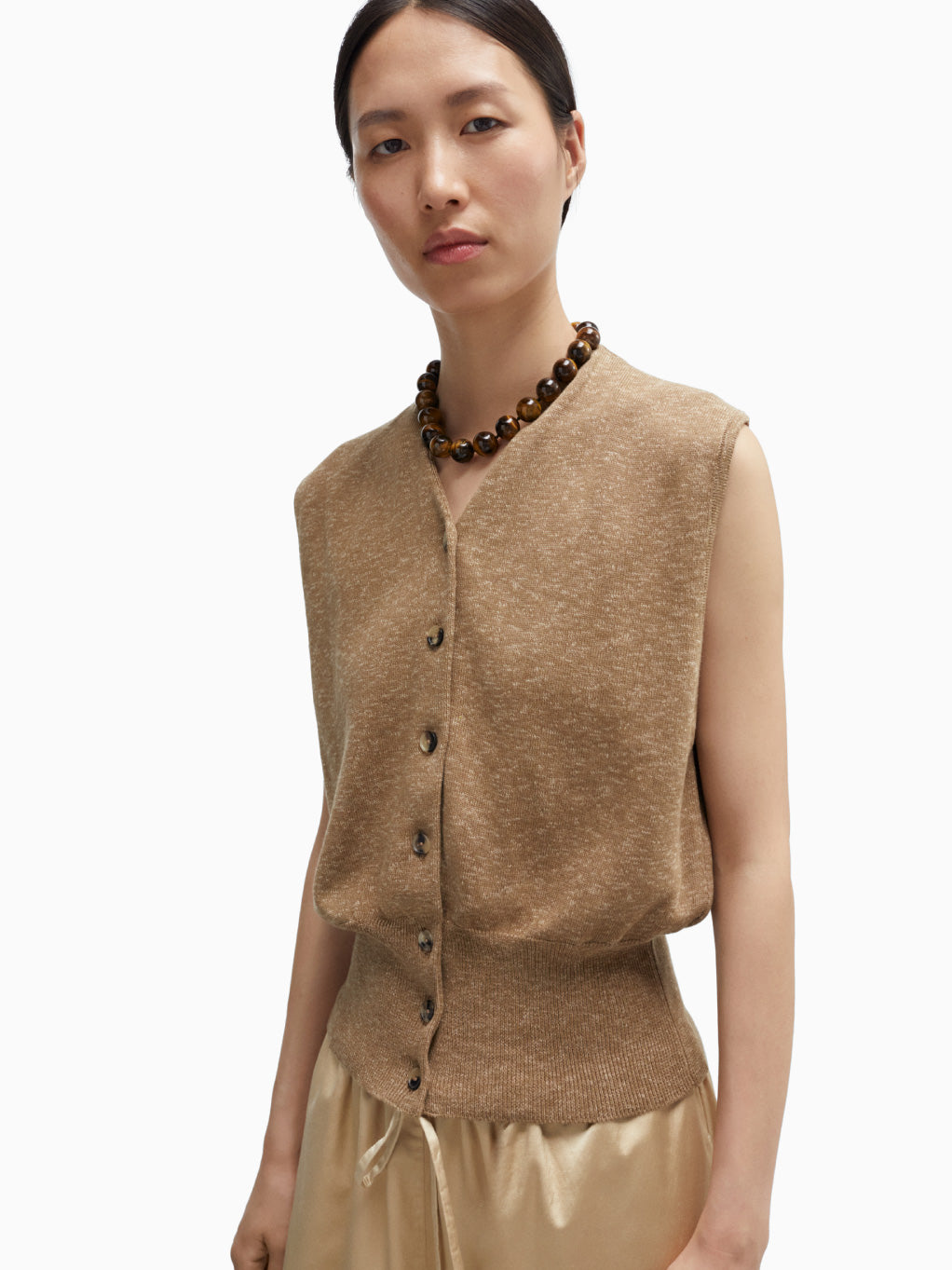 Flecked Cotton Waistcoat Copal