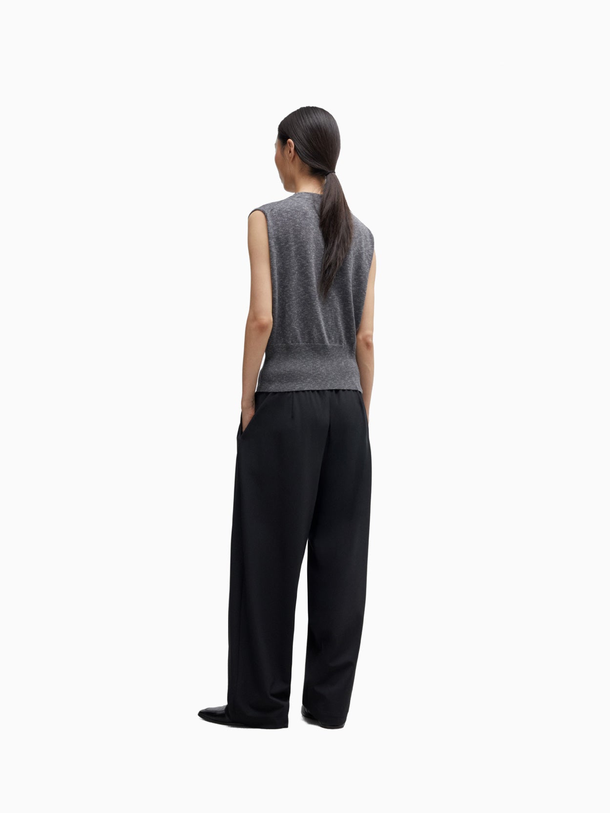 Flecked Cotton Waistcoat Grey