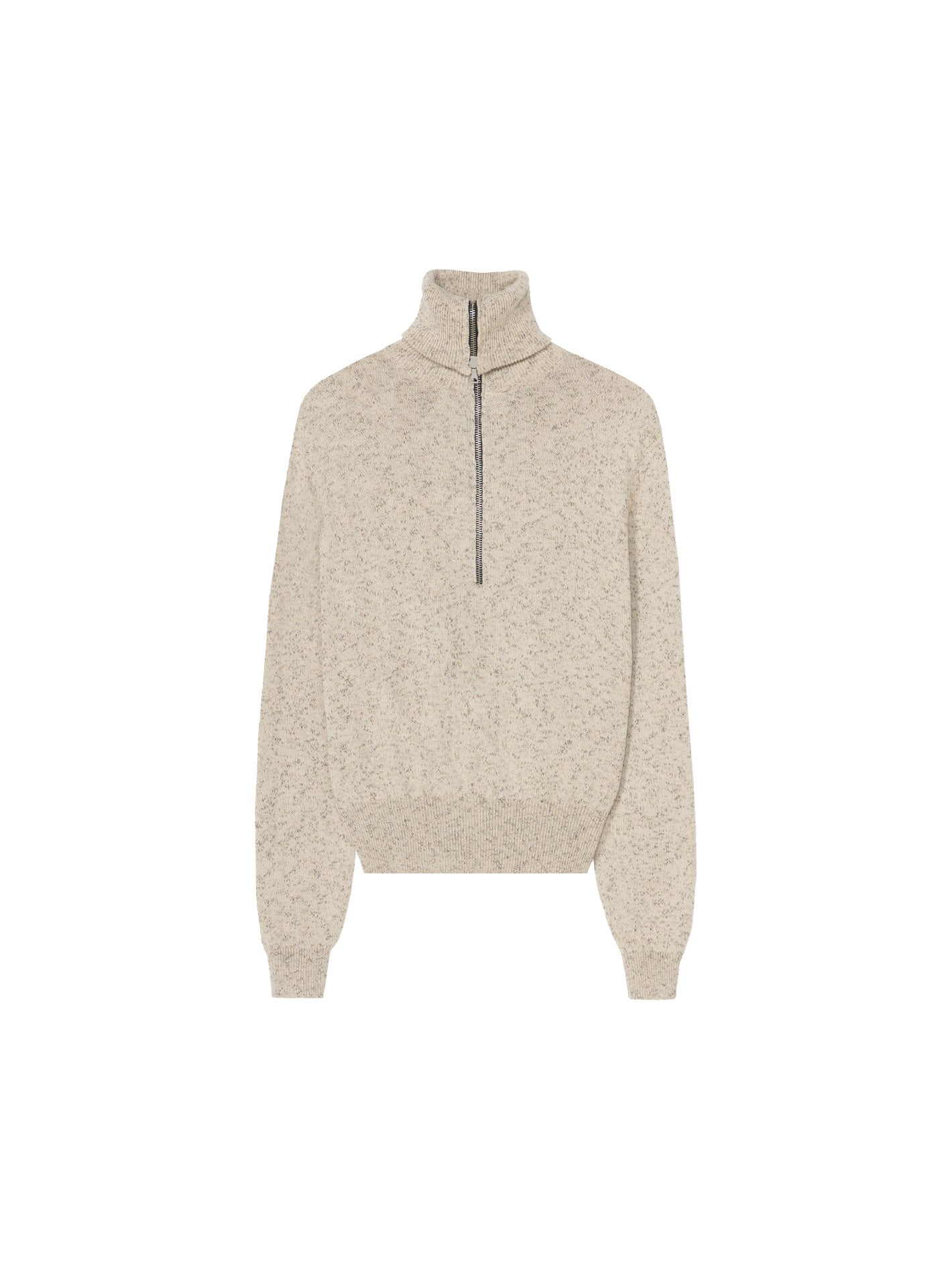Flecked Cotton Zip-Up Sweater Natural