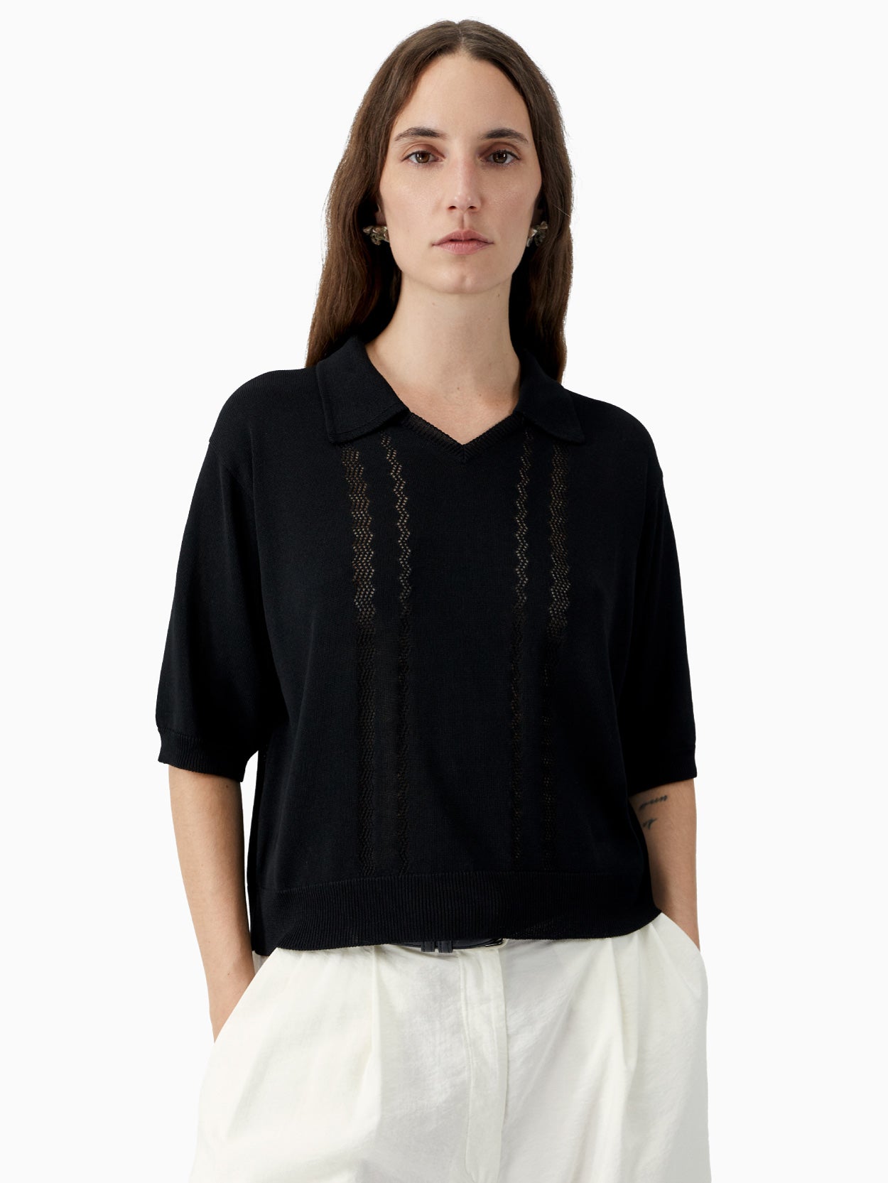Lace Polo Black