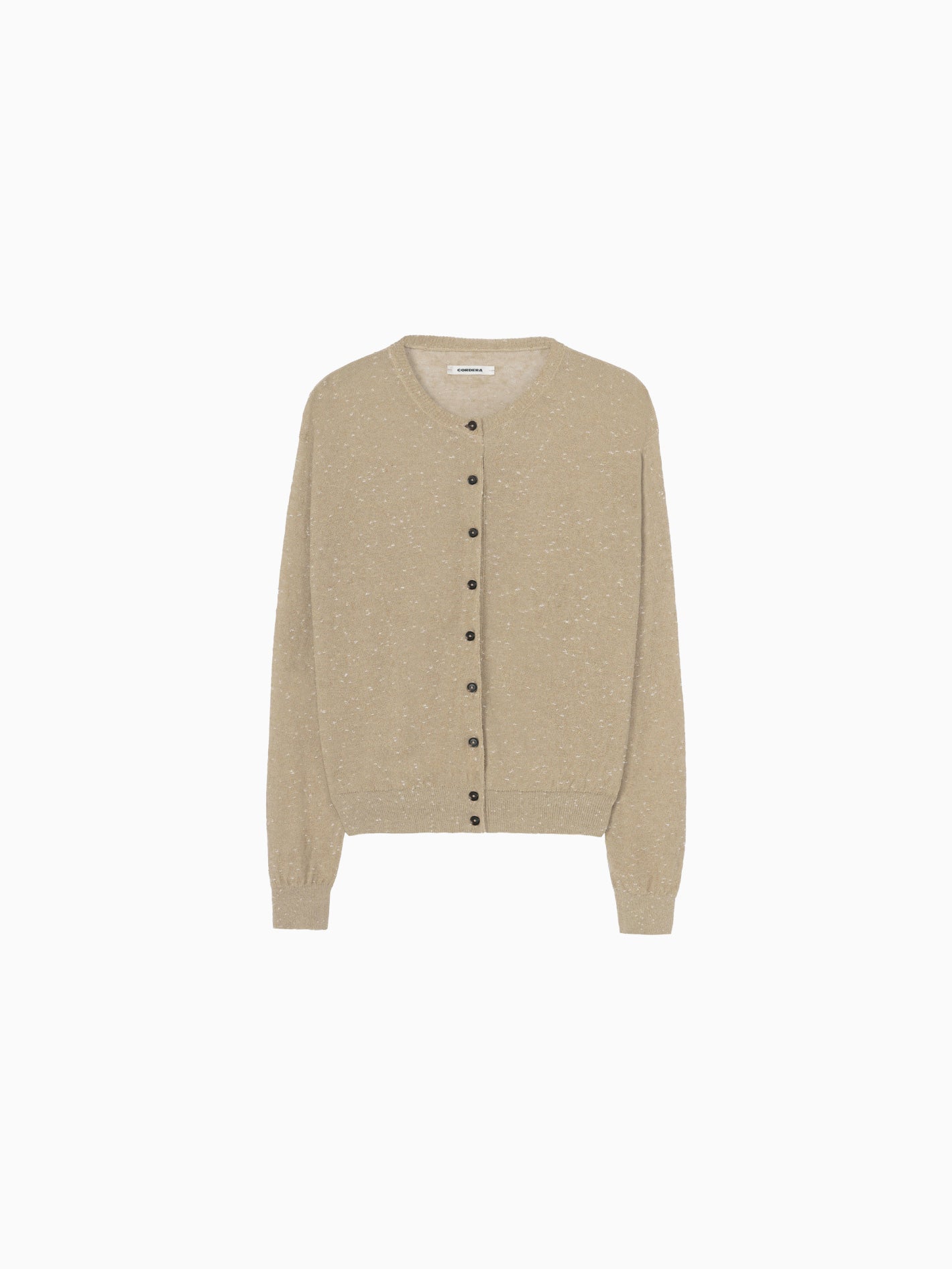 Linen & Cotton Flecked Cardigan Beige