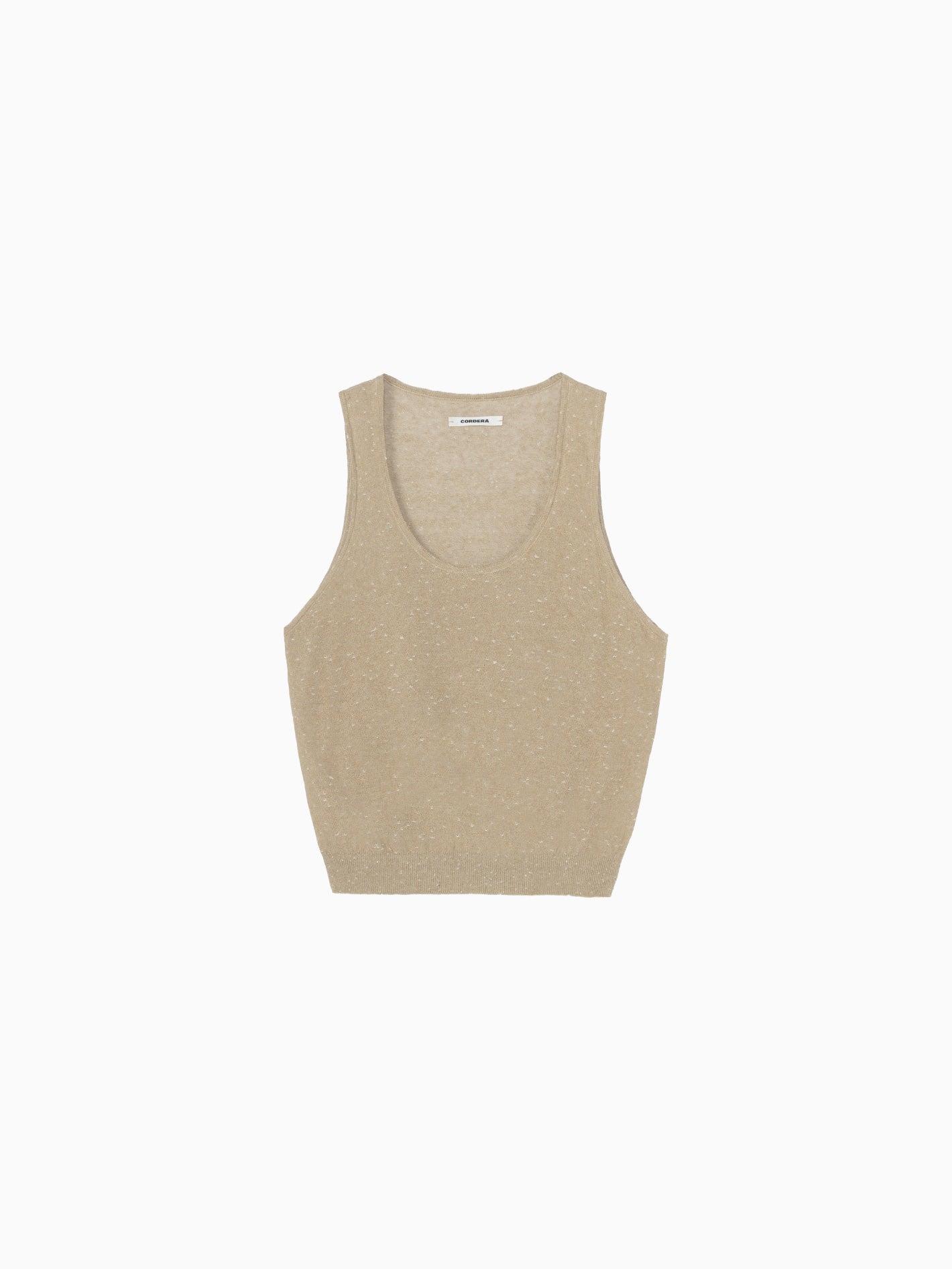 Linen & Cotton Flecked Tank Top Beige