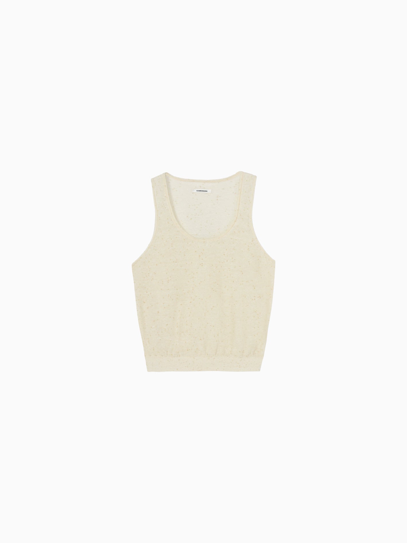 Linen & Cotton Flecked Tank Top Cream