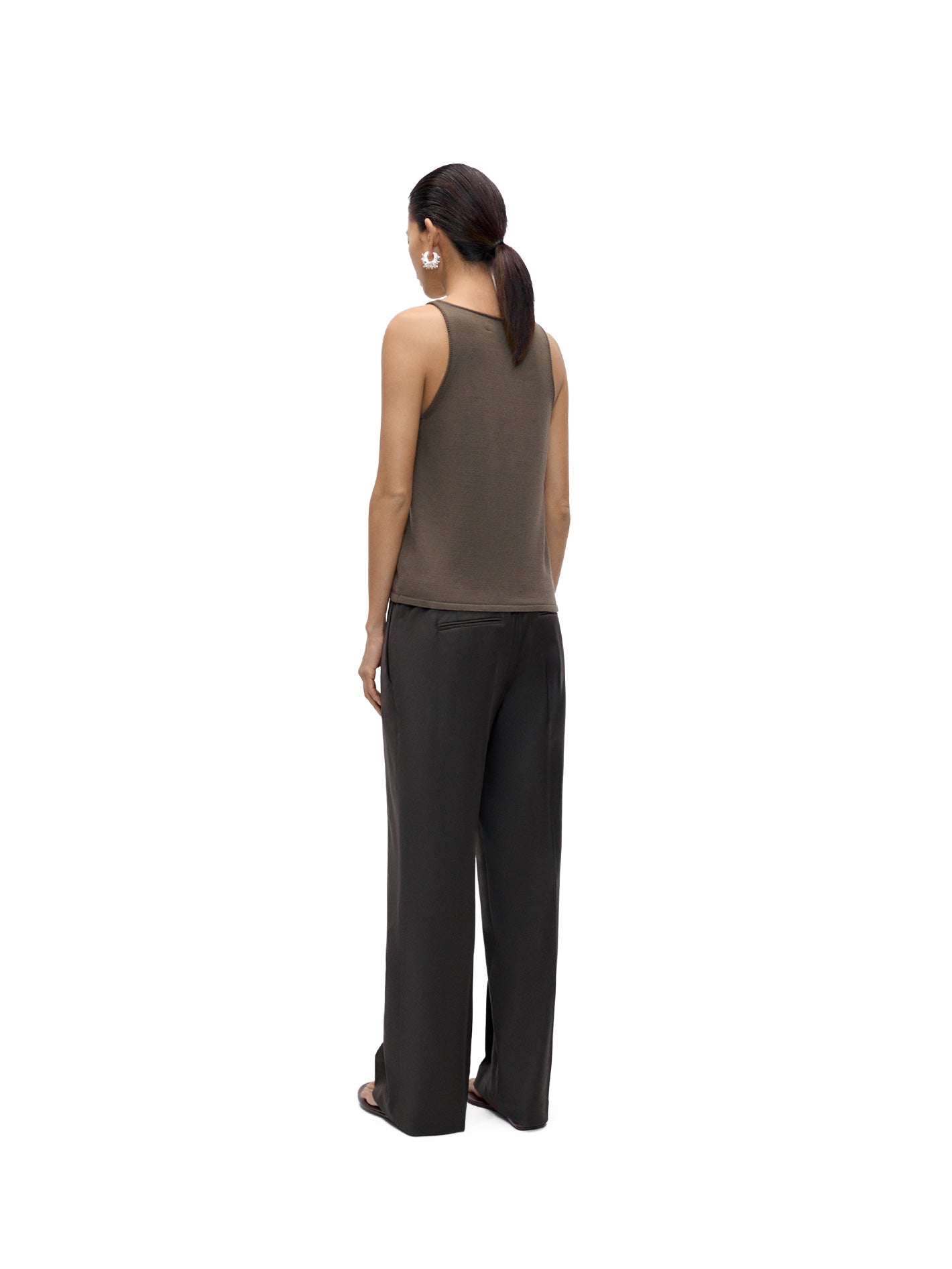 Low Rise Virgin Wool Pants Dark Brown