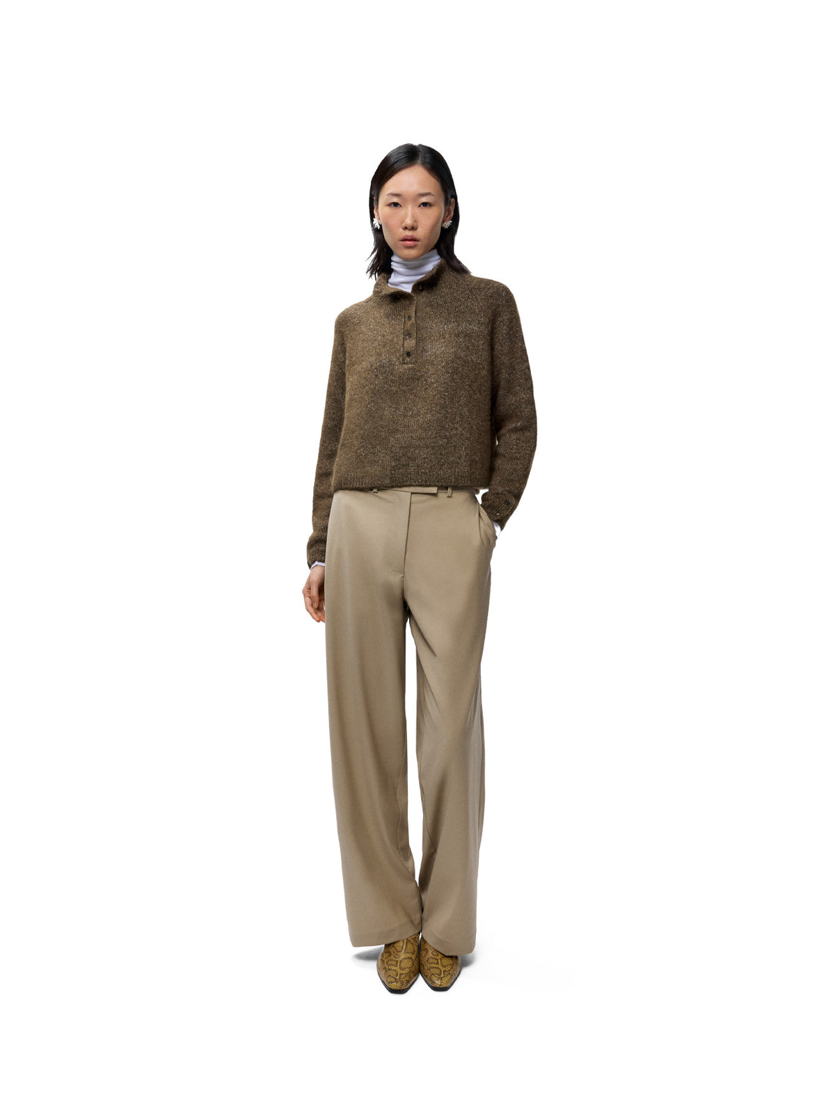Melange Polo Sweater Pardo