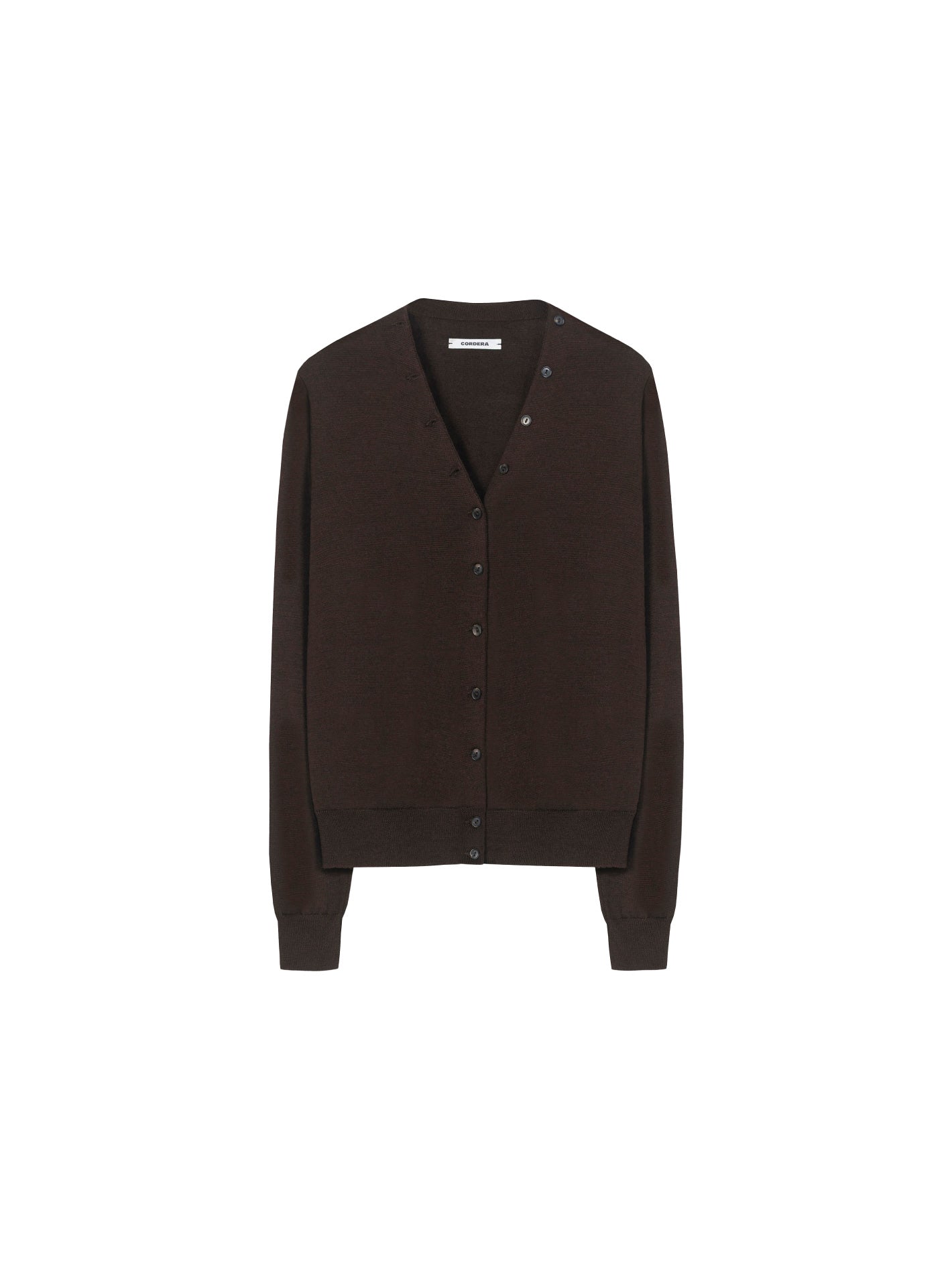 Merino Wool Button Cardigan Brown
