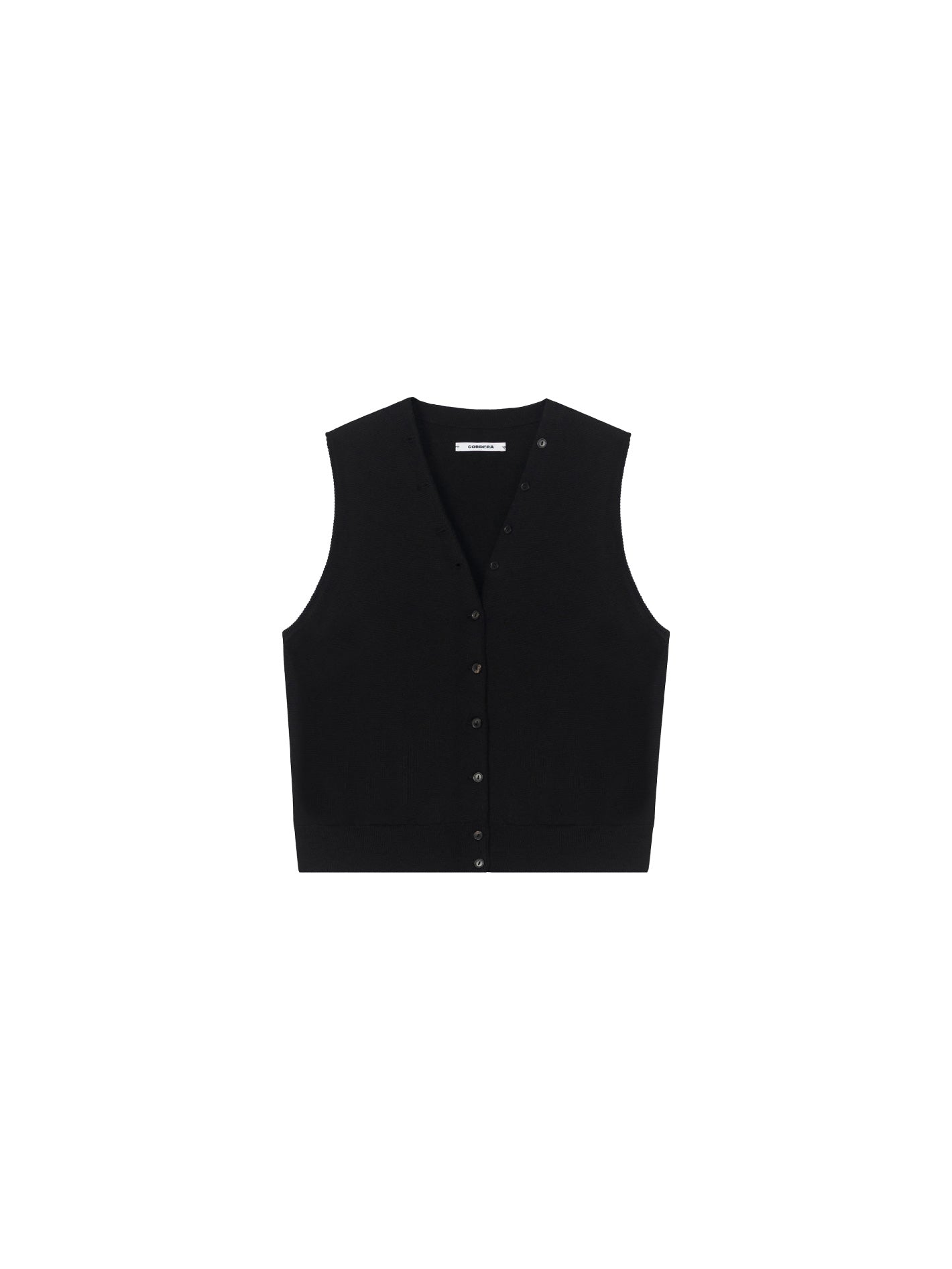 Merino Wool Button Waistcoat Black