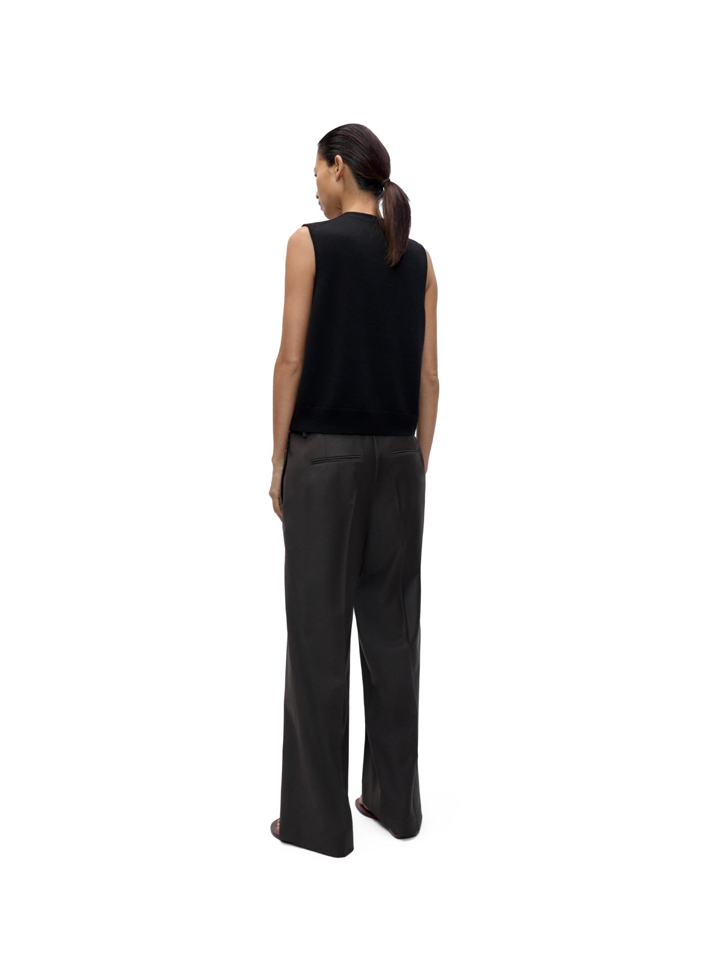 Merino Wool Button Waistcoat Black