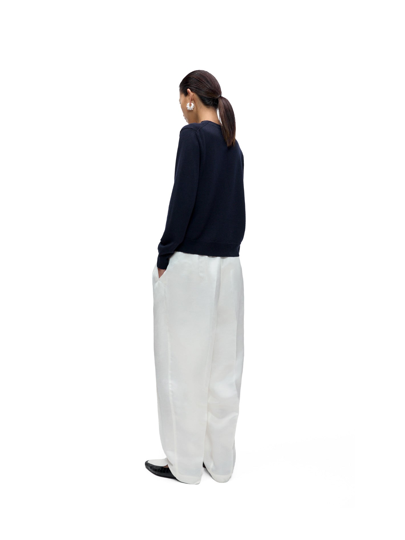 Merino Wool Button Cardigan Navy