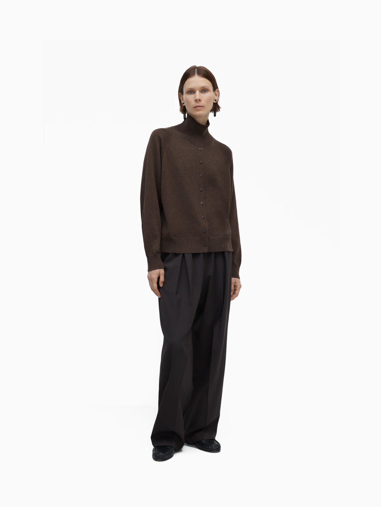 Merino Wool Buttoned Sweater Espresso