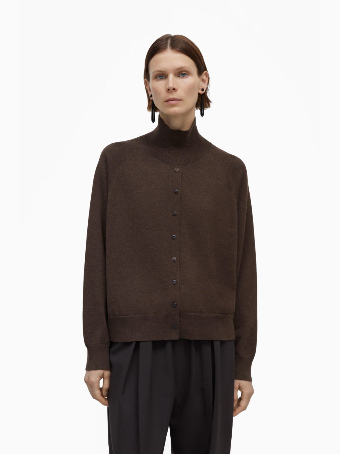 Merino Wool Buttoned Sweater Espresso