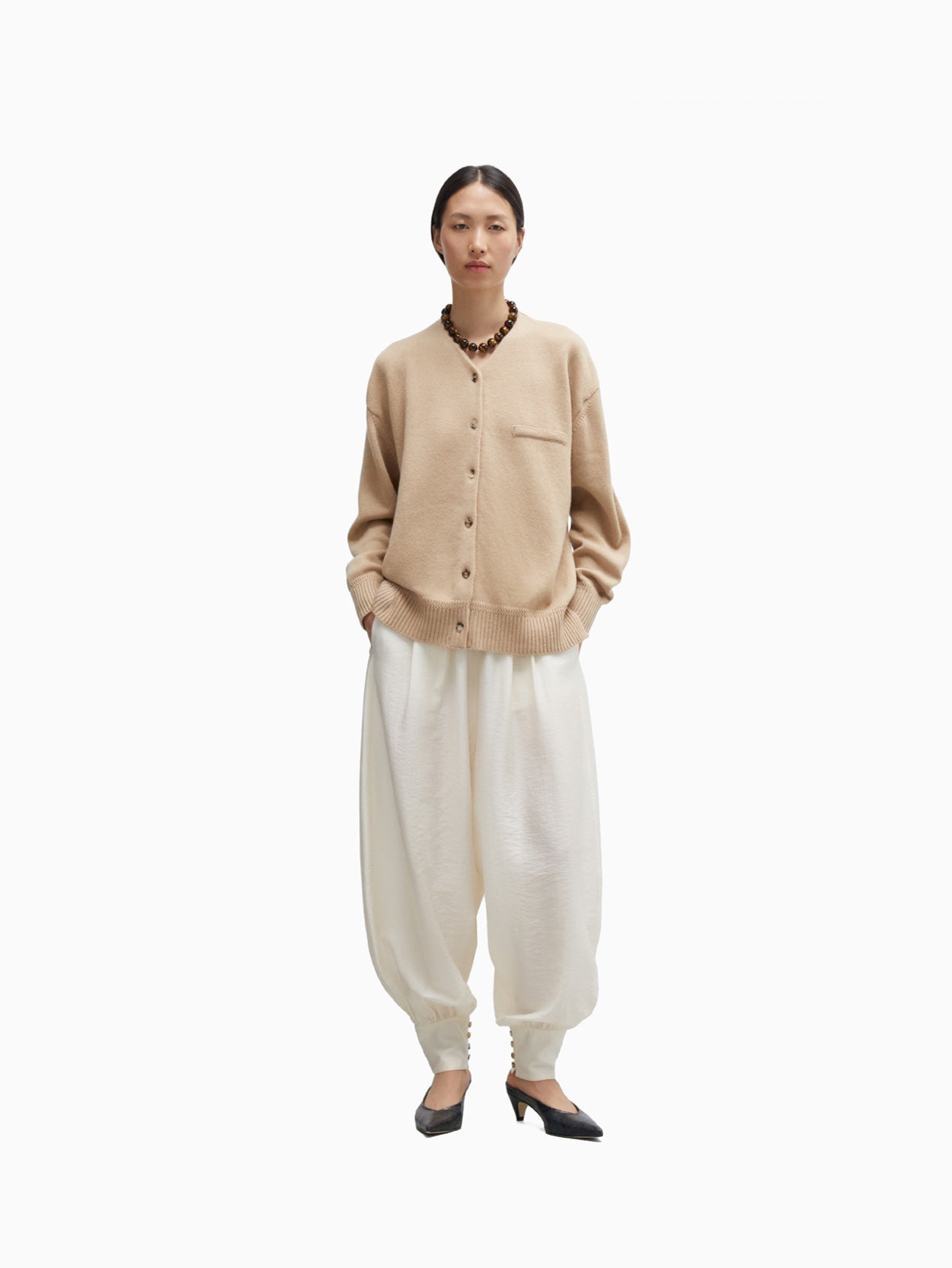 Merino Wool Cardigan Beige