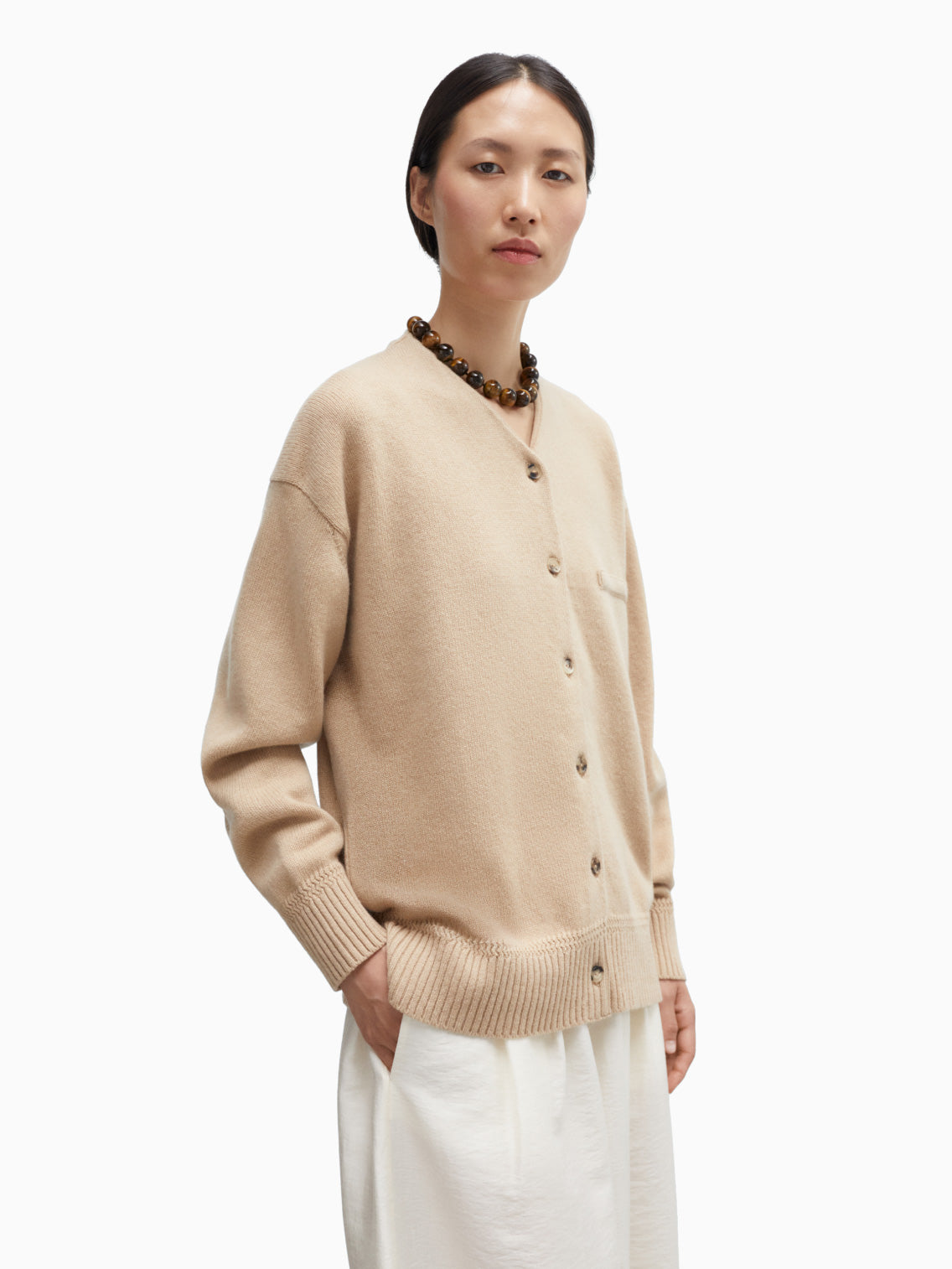 Merino Wool Cardigan Beige