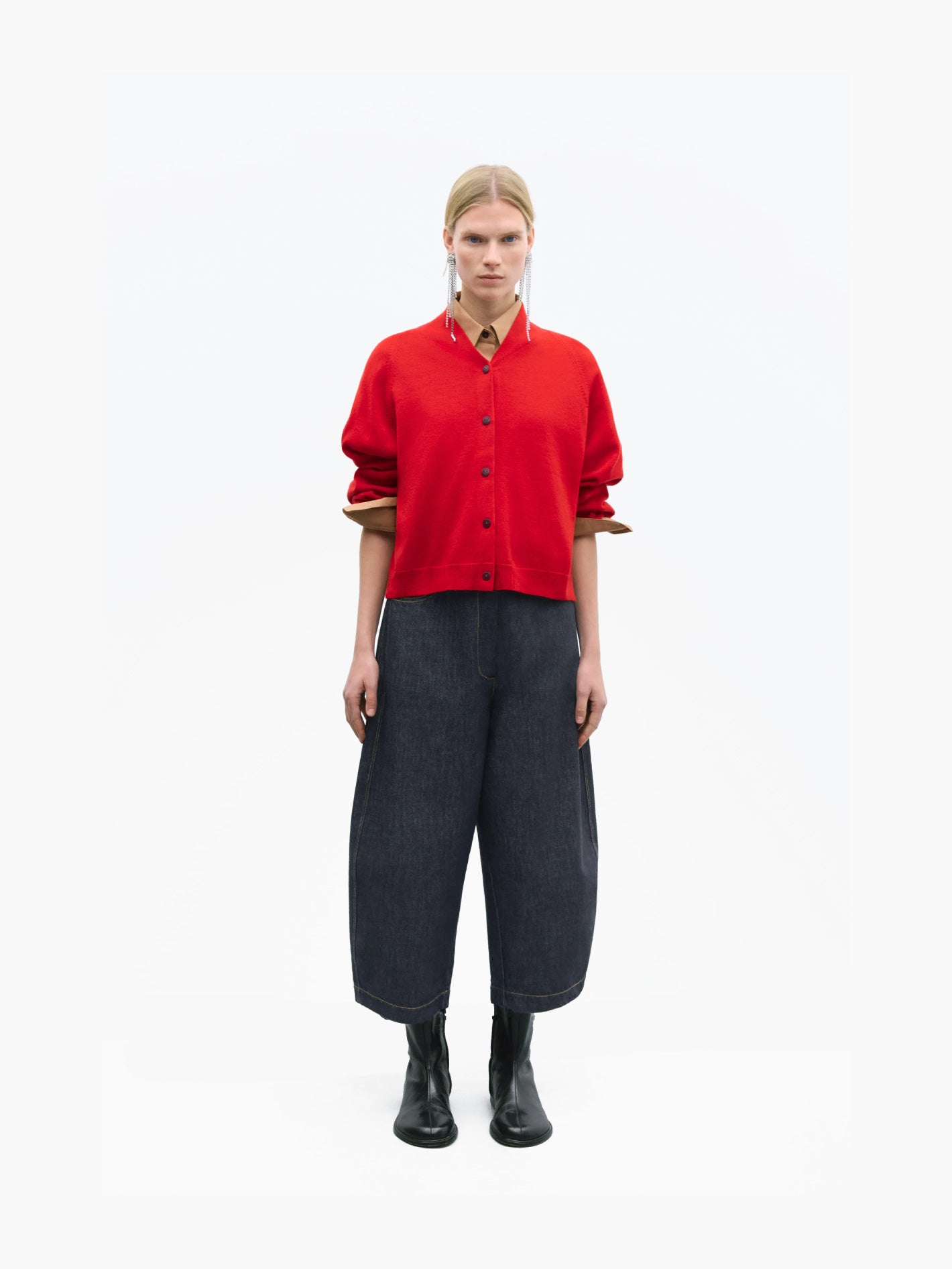 Merino Wool Cardigan Red