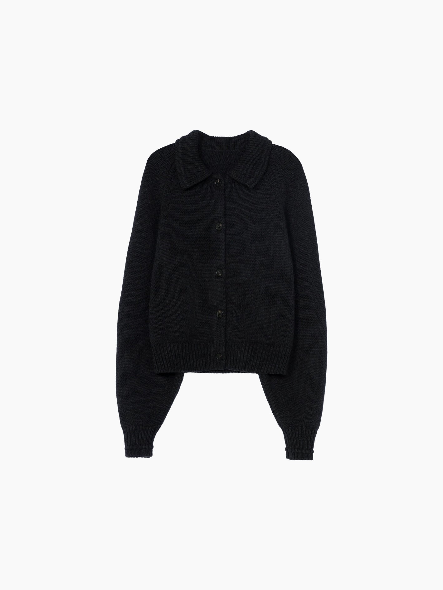 Merino Wool Collar Cardigan Anthracite