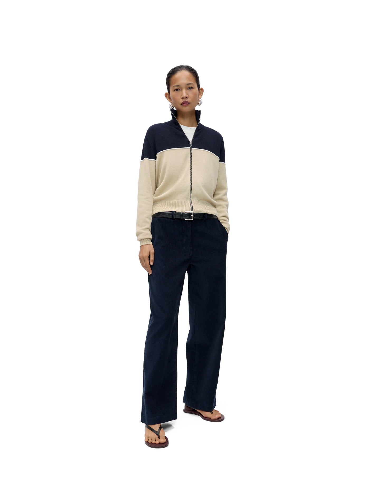 Merino Wool Colorblock Cardigan