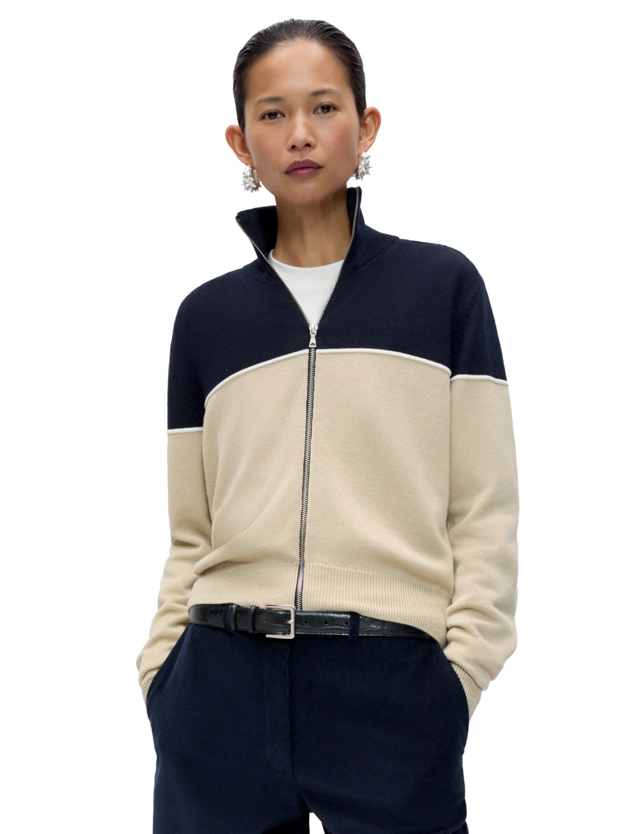 Merino Wool Colorblock Cardigan