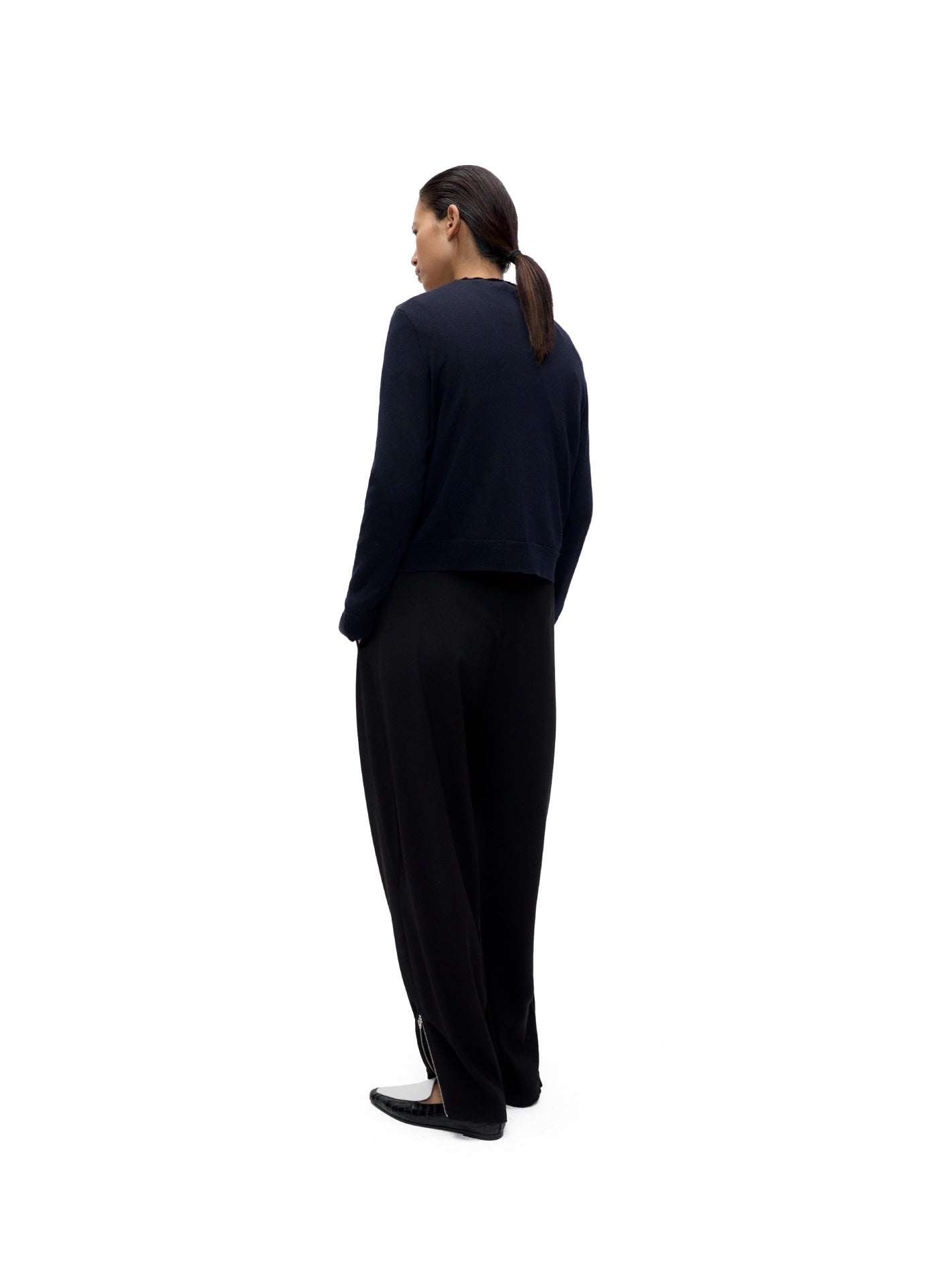 Merino Wool Embellished Cardigan Navy