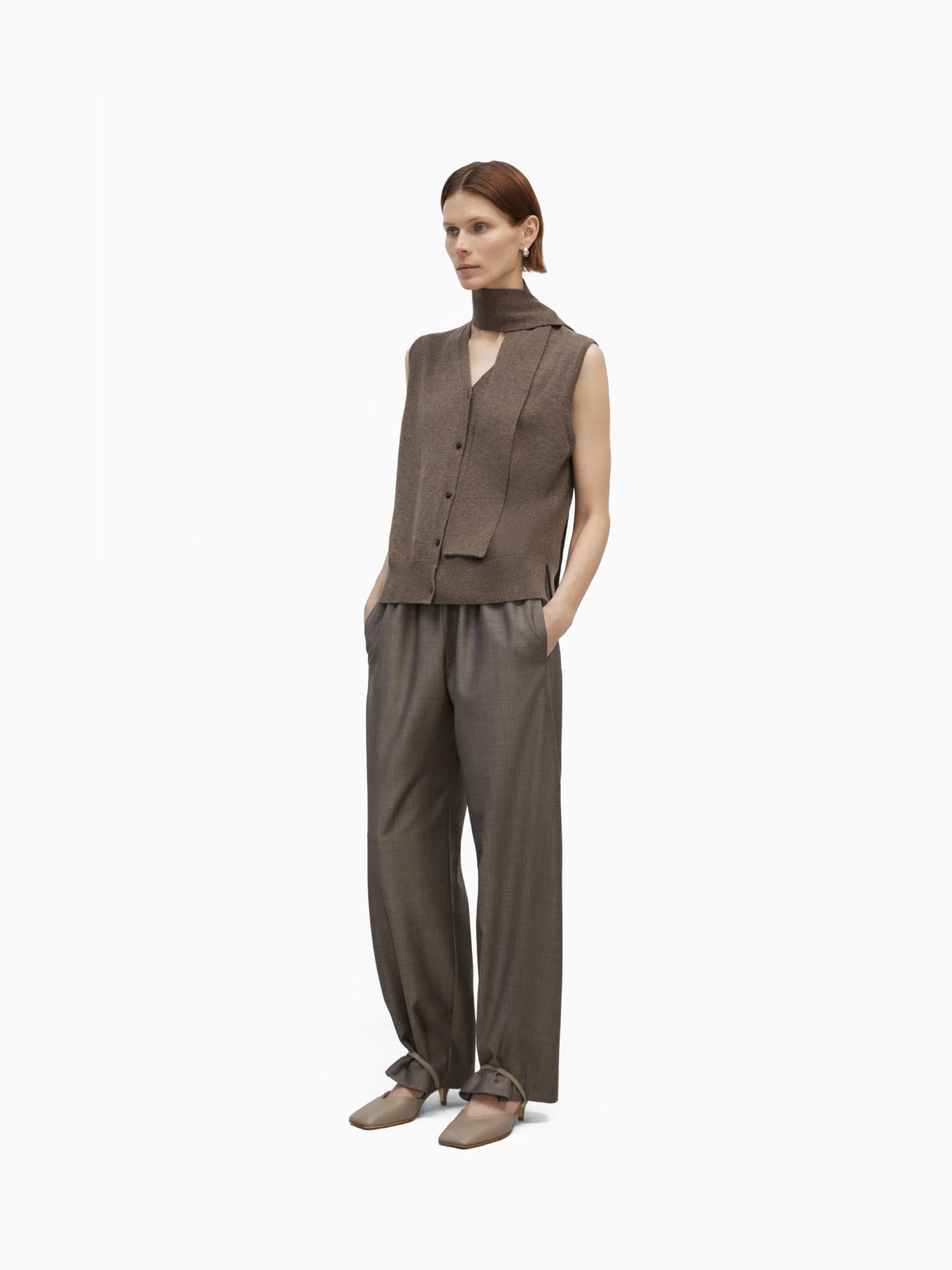 Merino Wool Lace Waistcoat Taupe
