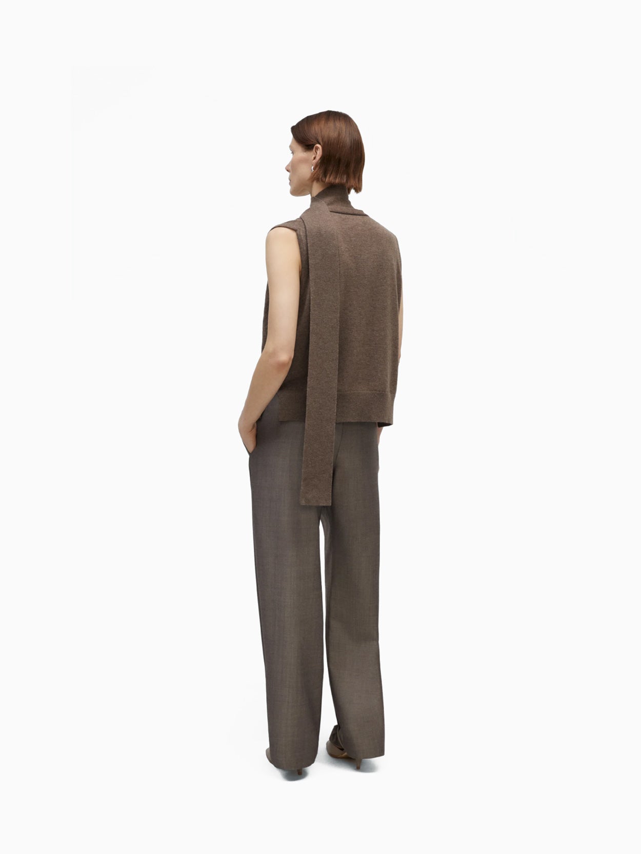 Merino Wool Lace Waistcoat Taupe
