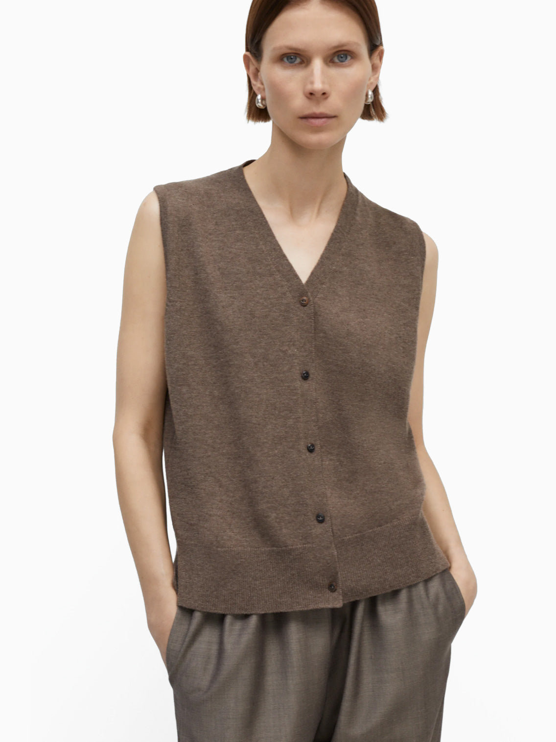 Merino Wool Lace Waistcoat Taupe