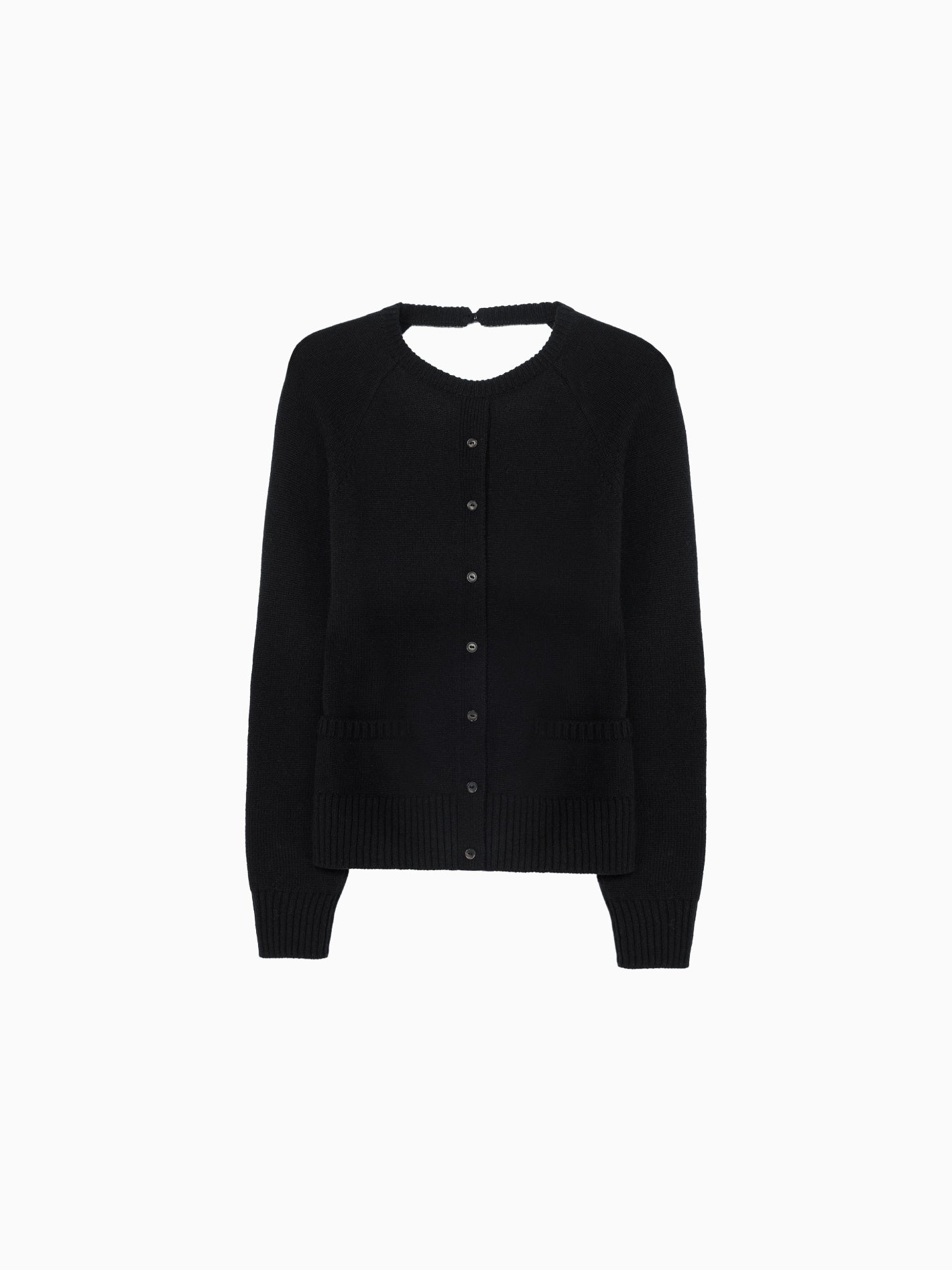 Merino Wool Open-Back Cardigan Black