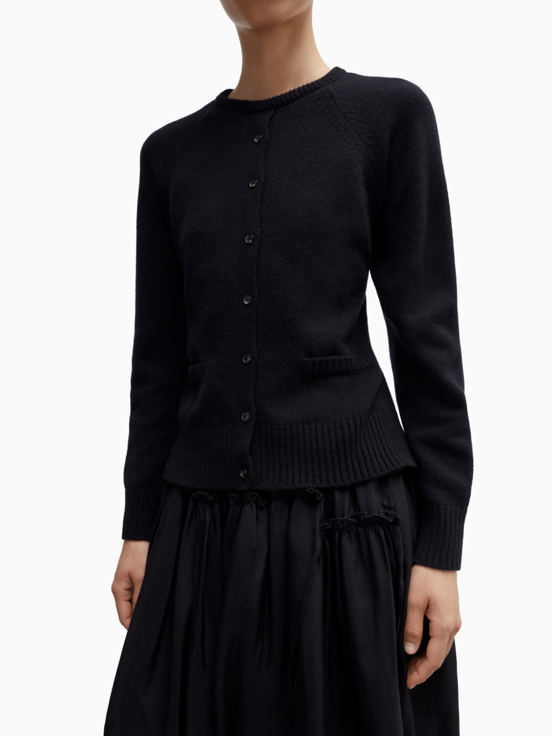 Merino Wool Open-Back Cardigan Black