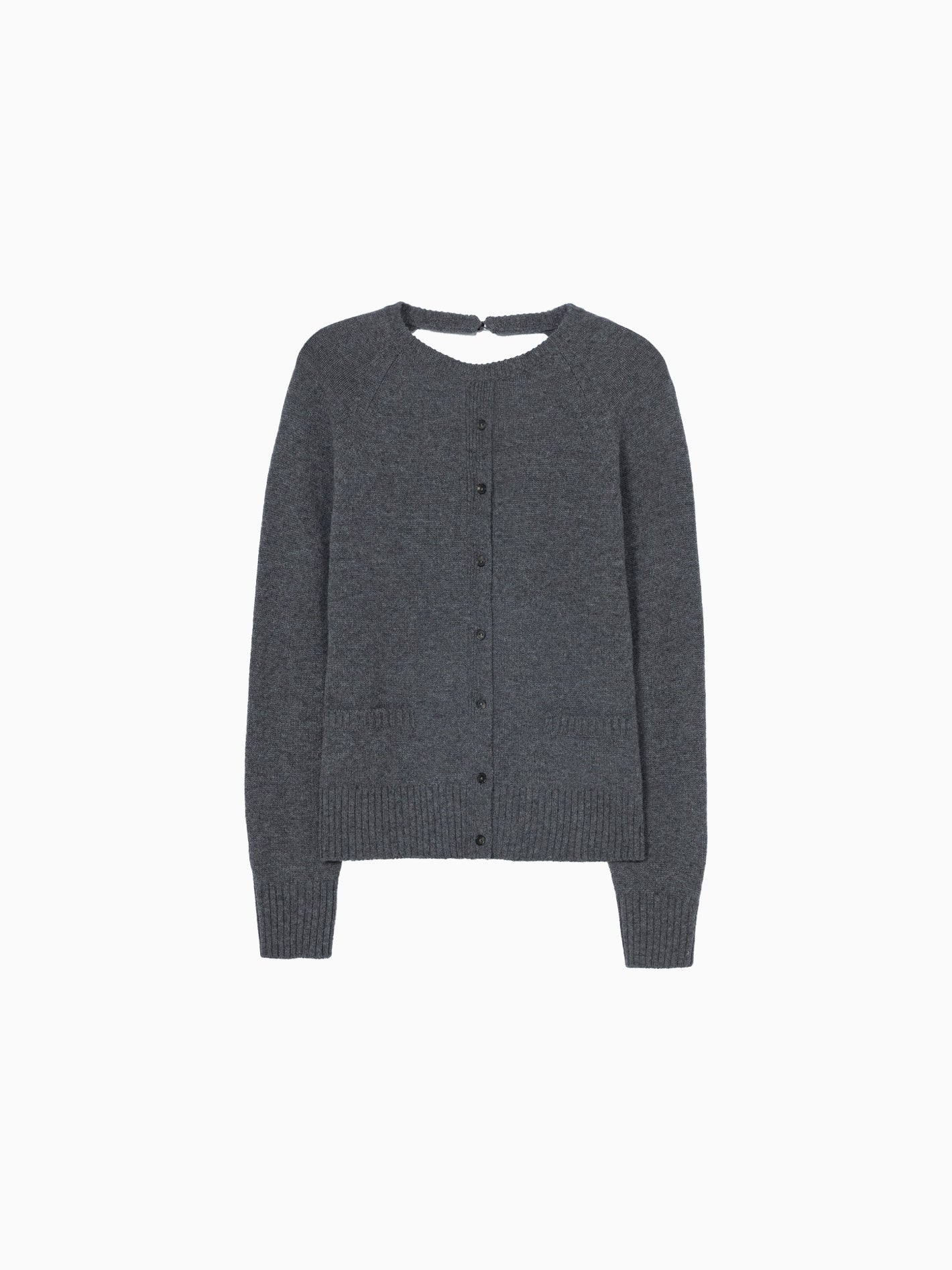 Merino Wool Open-Back Cardigan Grey