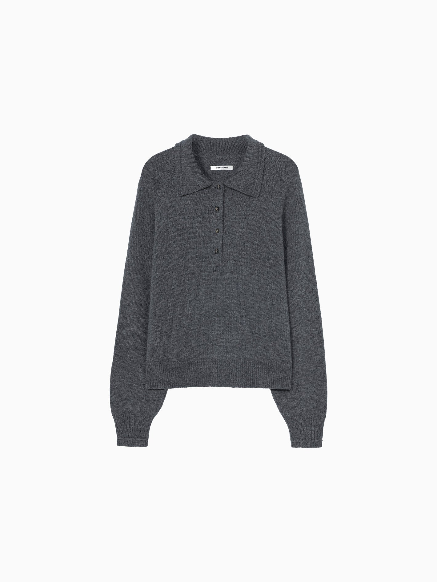 Merino Wool Polo Sweater Grey