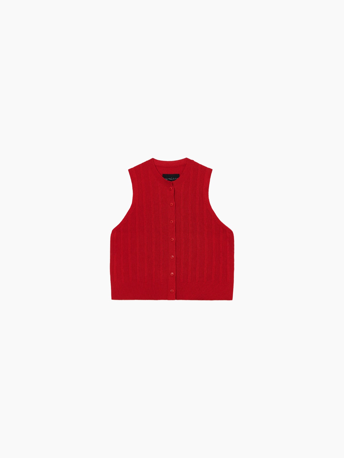 Merino Wool Ribbed Waistcoat Red