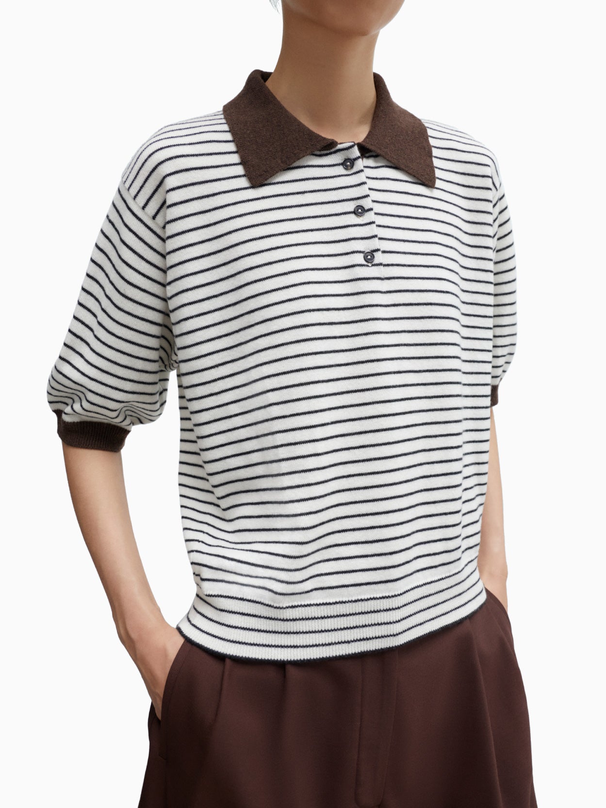 Merino Wool Striped Polo