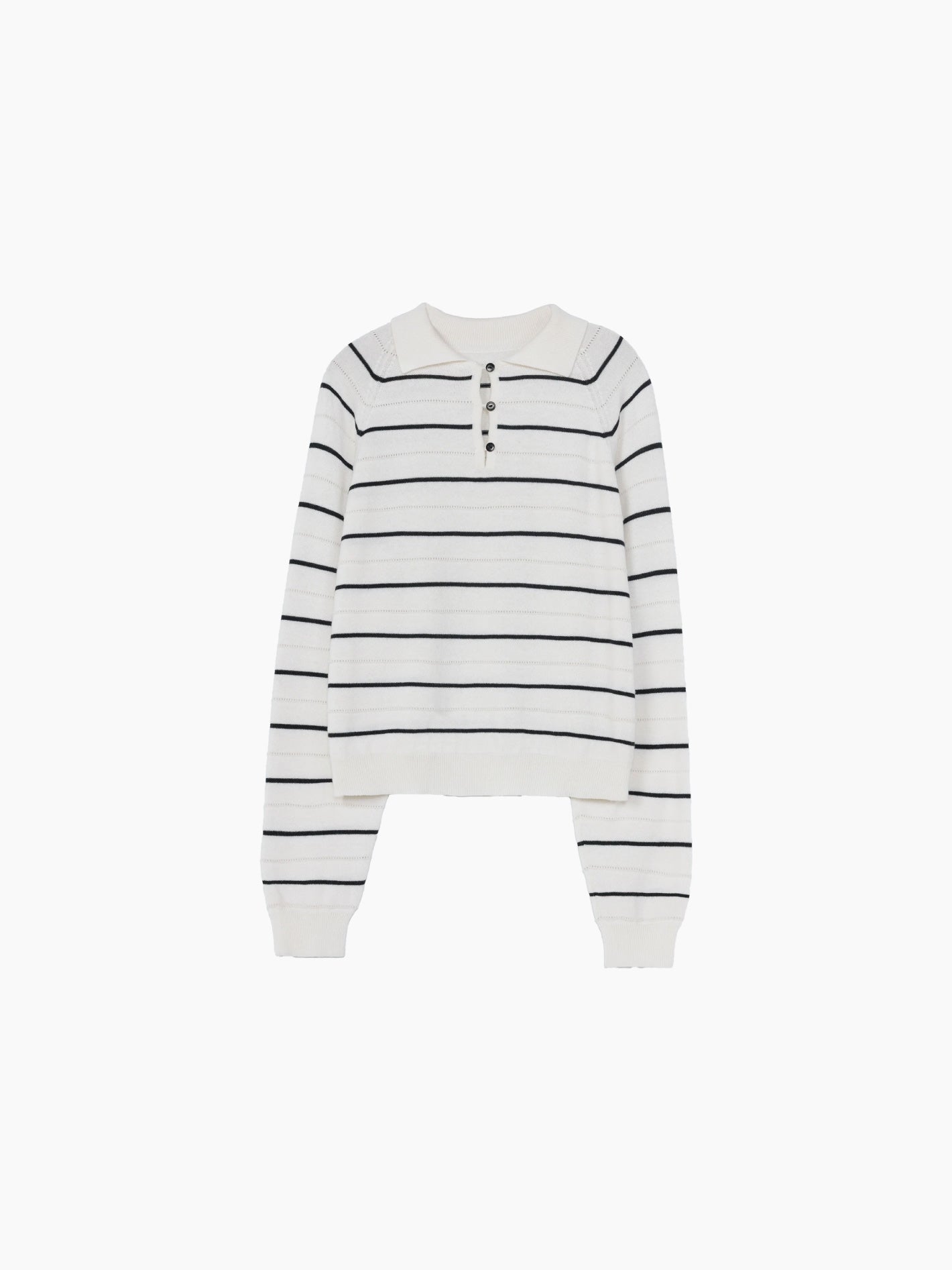 Merino Wool Striped Polo White