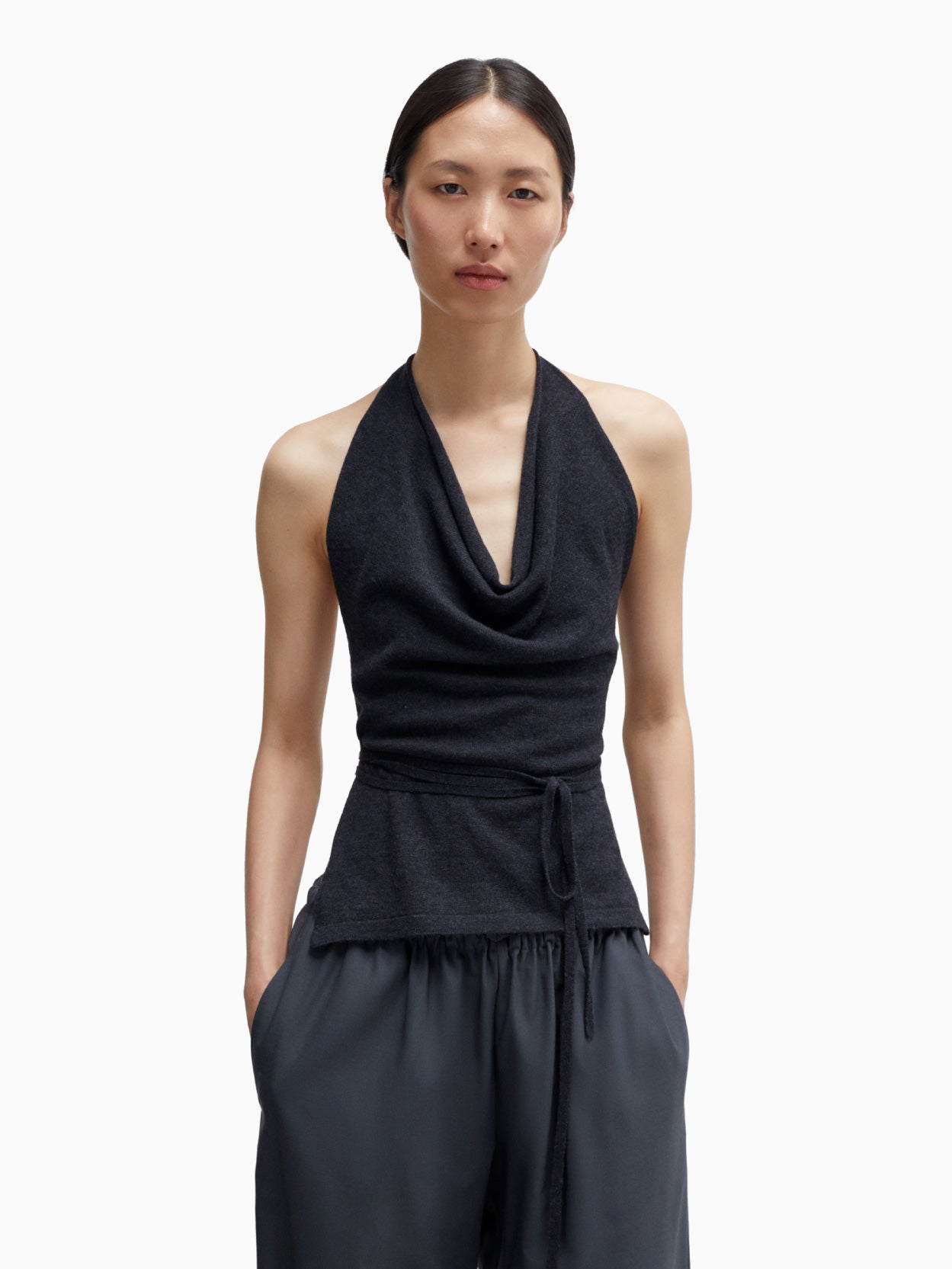 Merino Wool Tie Top Anthracite