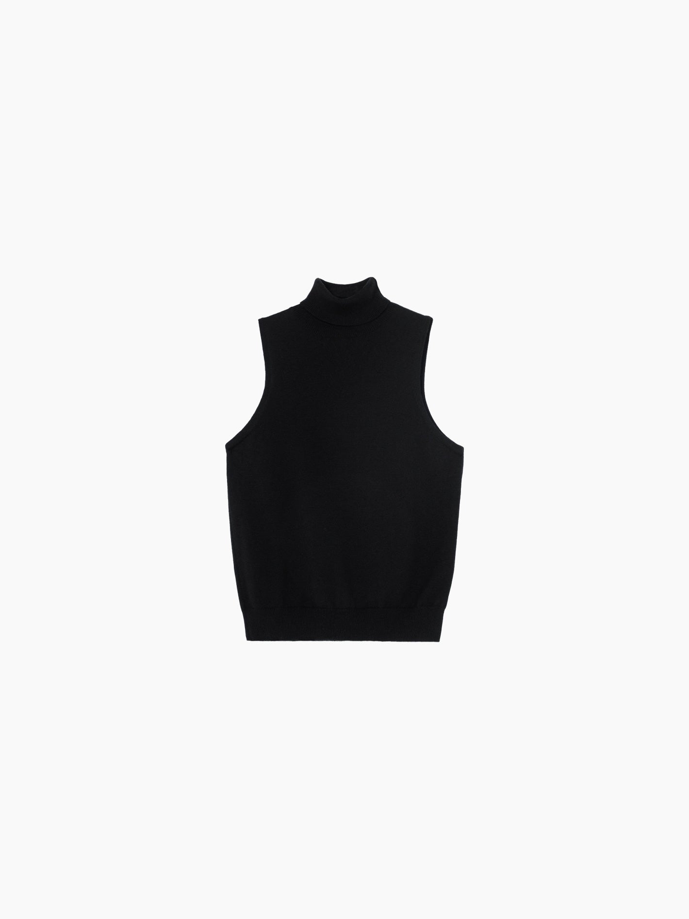 Merino Wool Turtleneck Vest Black