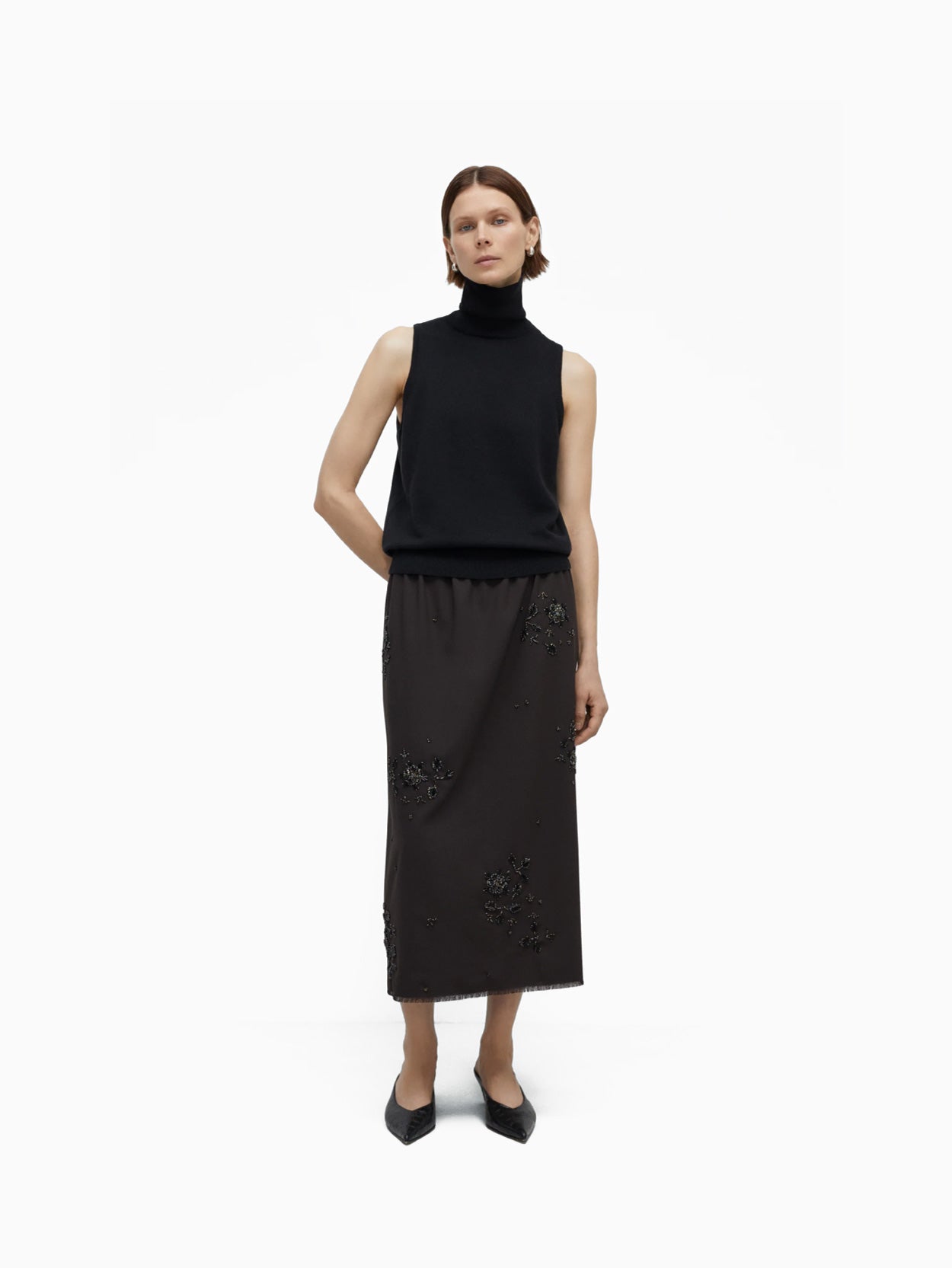Merino Wool Turtleneck Vest Black