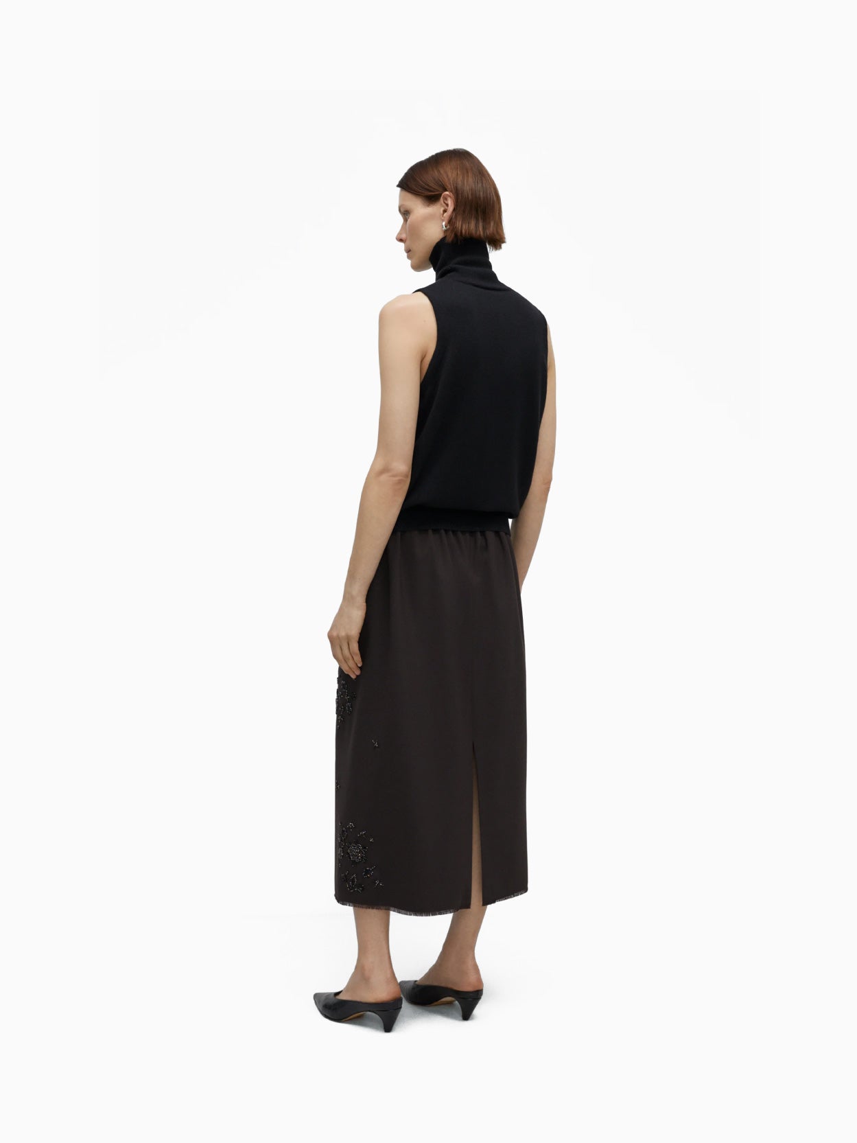 Merino Wool Turtleneck Vest Black