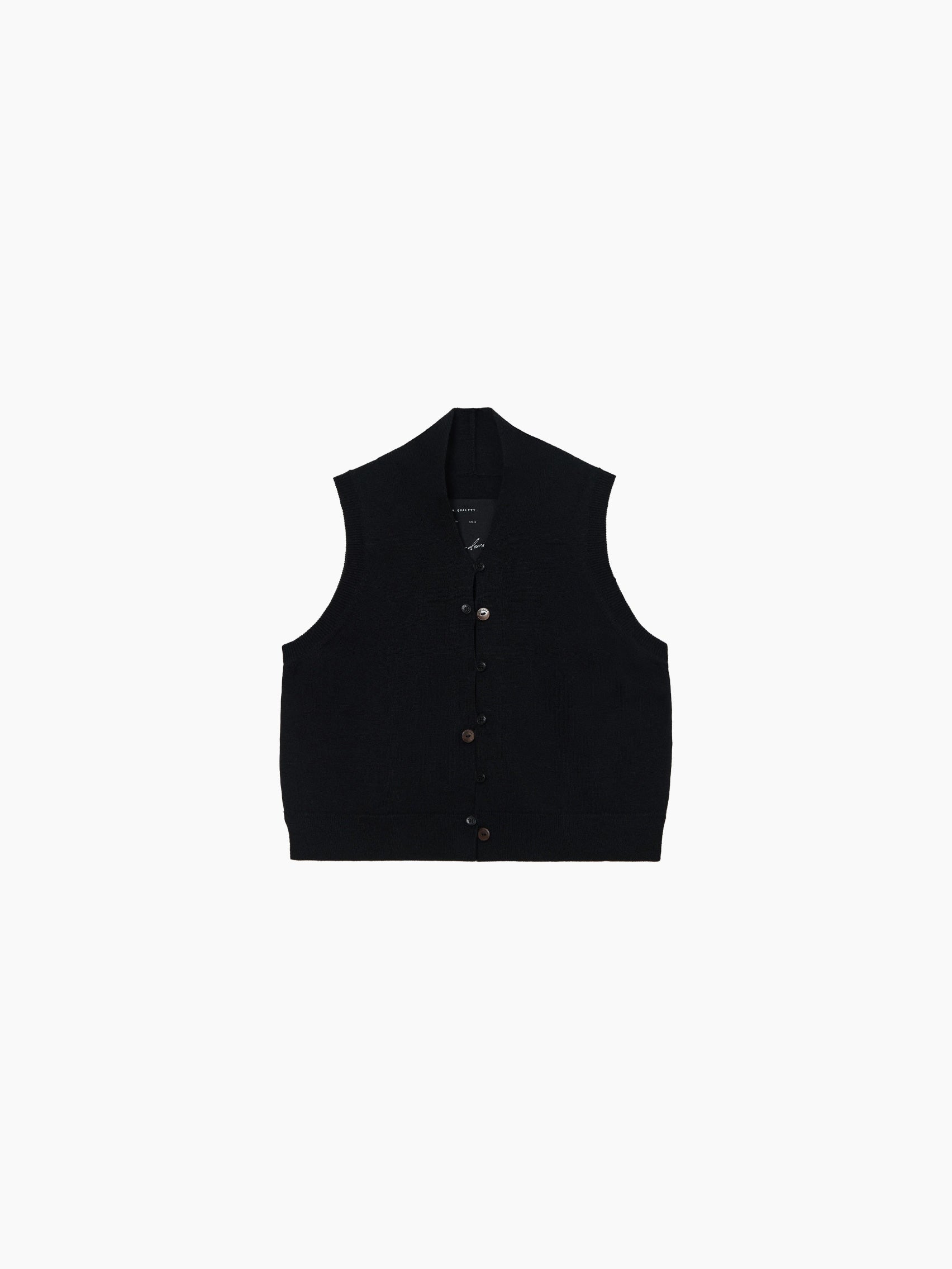 Merino Wool Waistcoat Black
