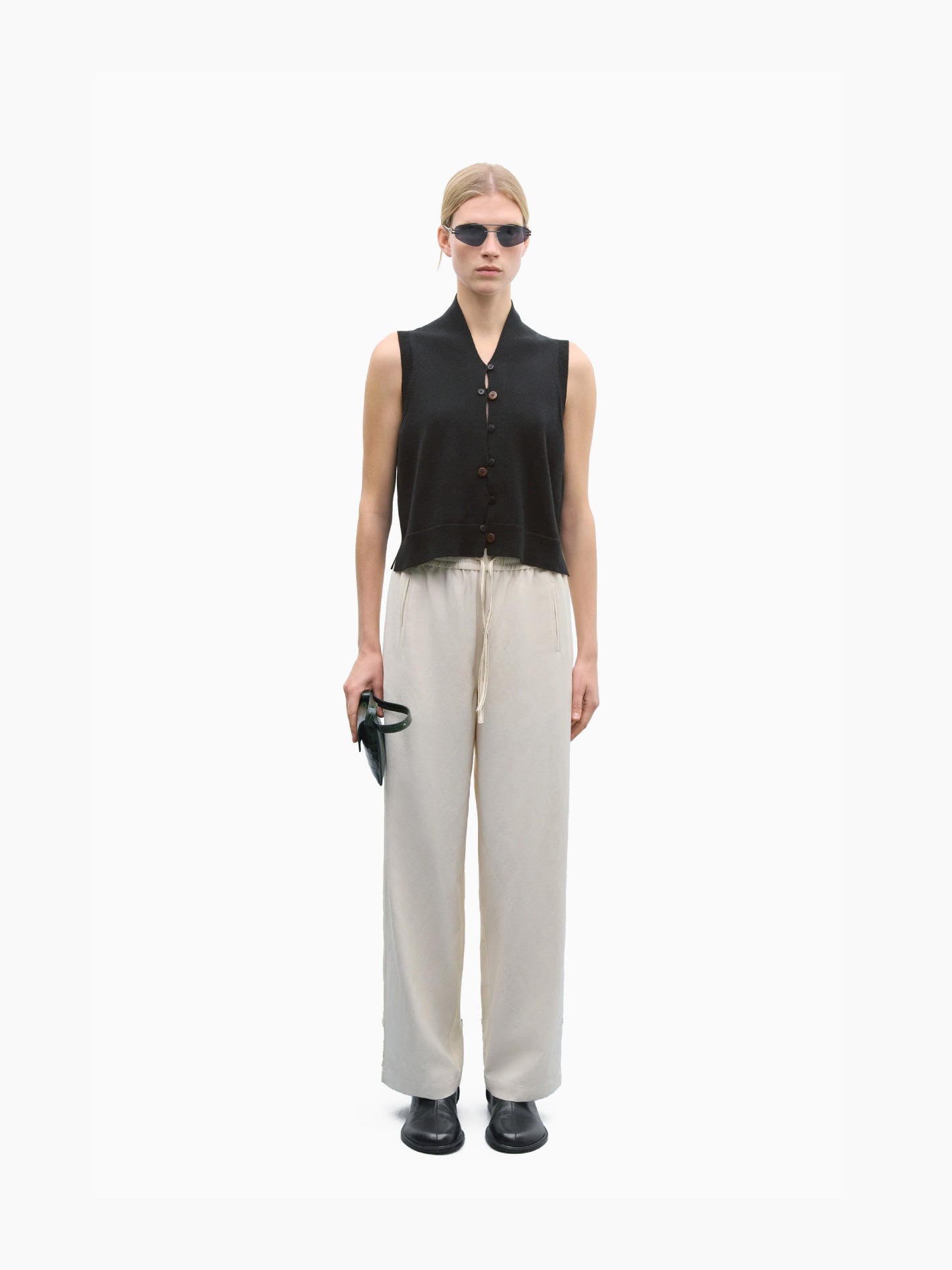 Merino Wool Waistcoat Black