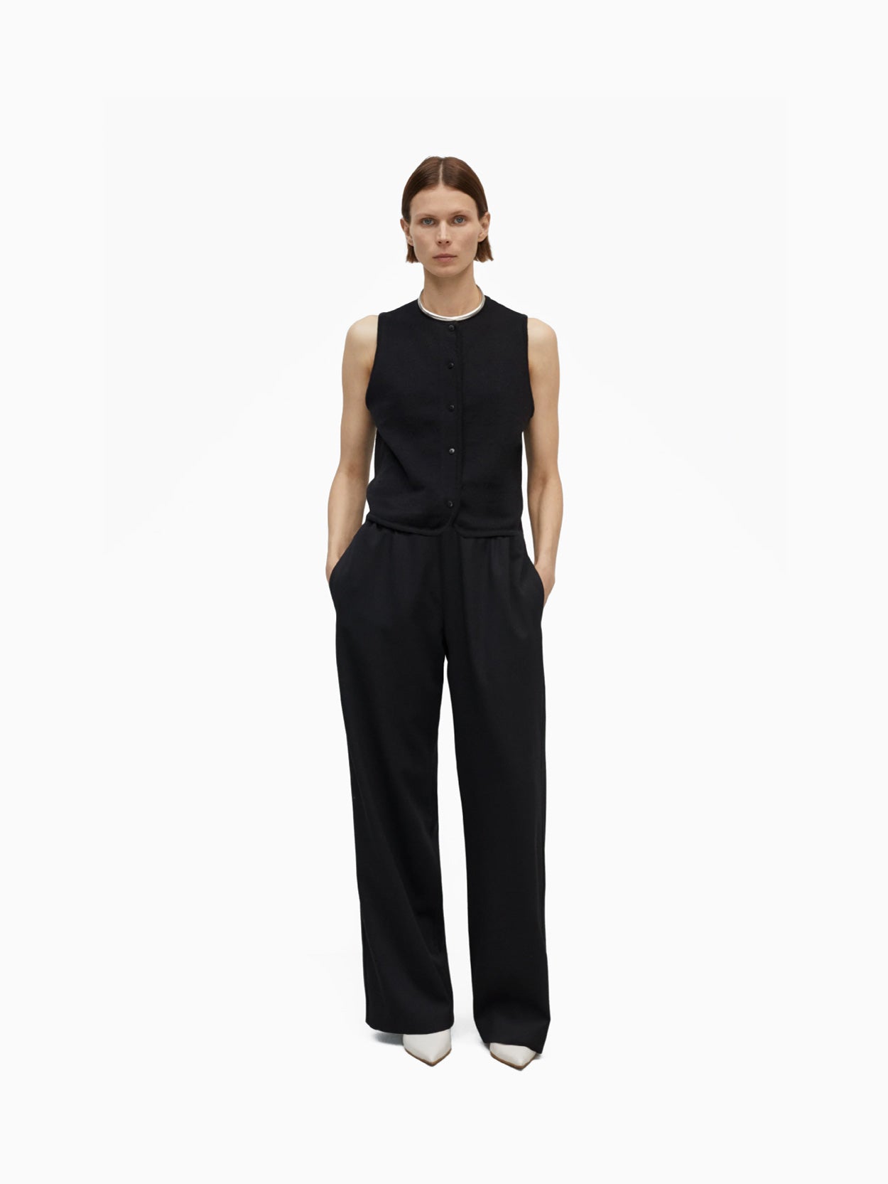 Merino Wool Waistcoat Black