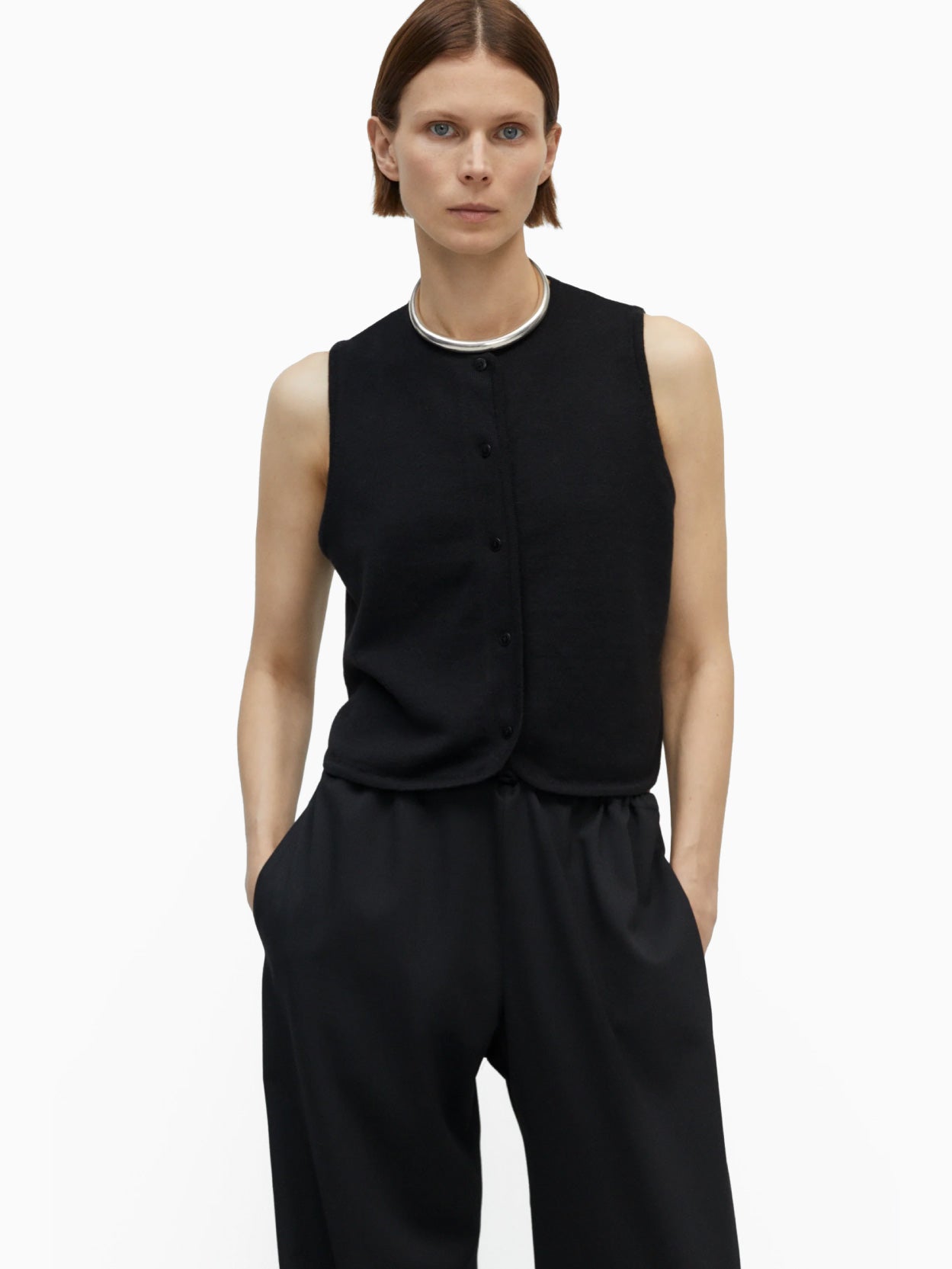 Merino Wool Waistcoat Black