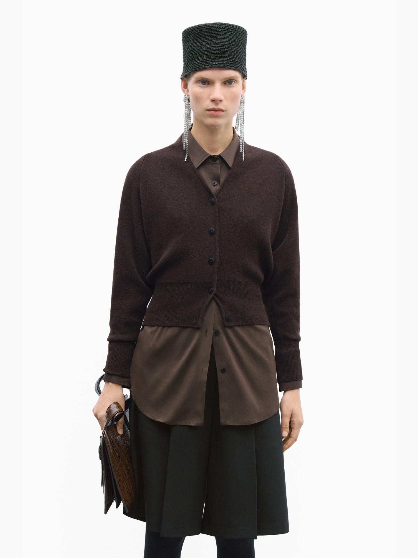 Merino & Cashmere Cardigan Brown