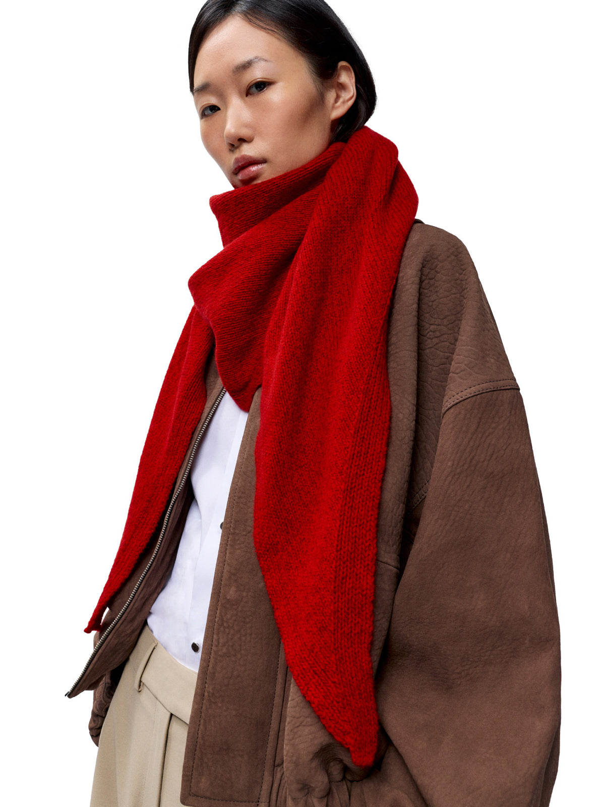Merino & Cashmere Maxi Bandana Red