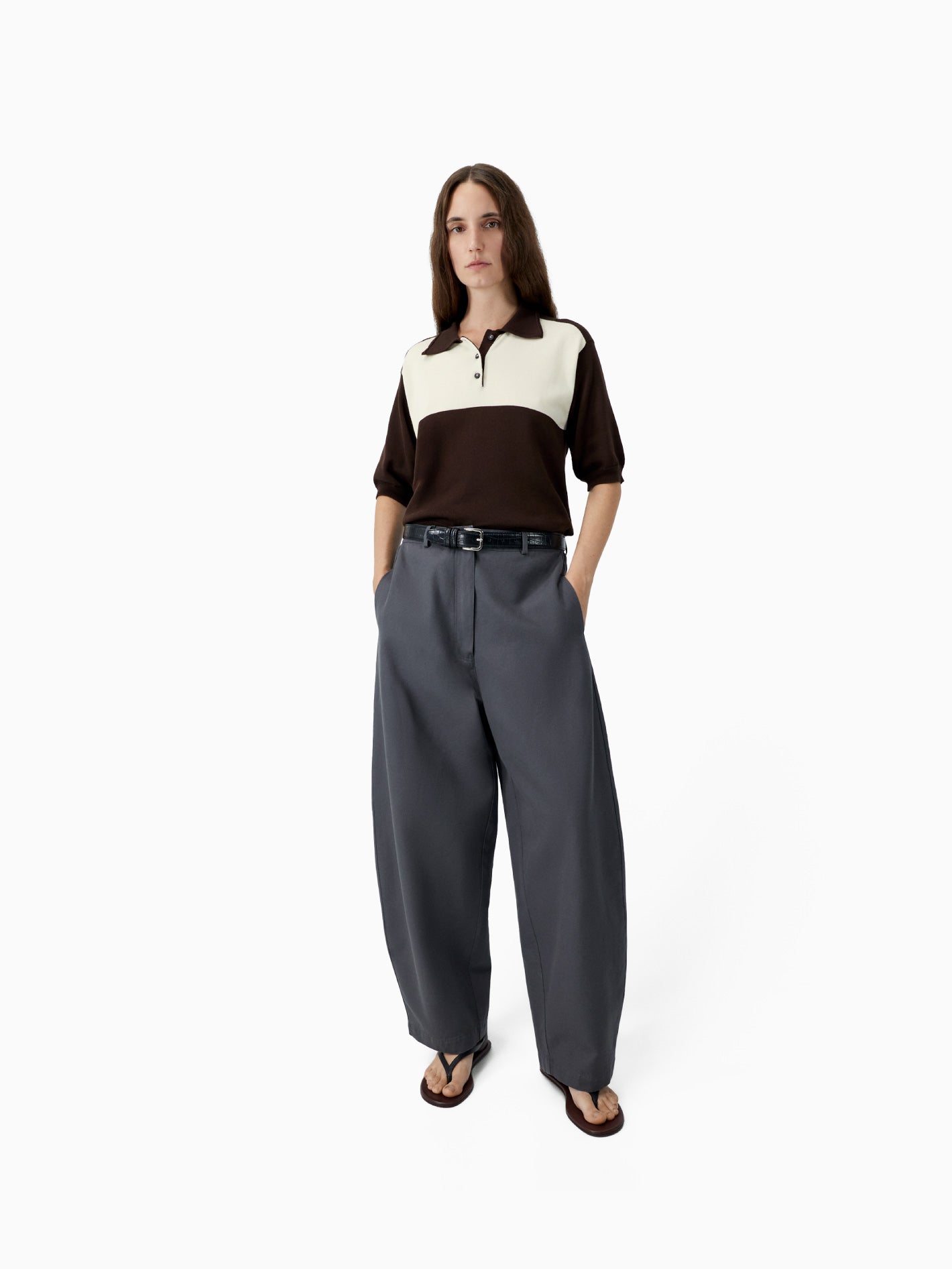 Organic Cotton Colorblock Polo Brown