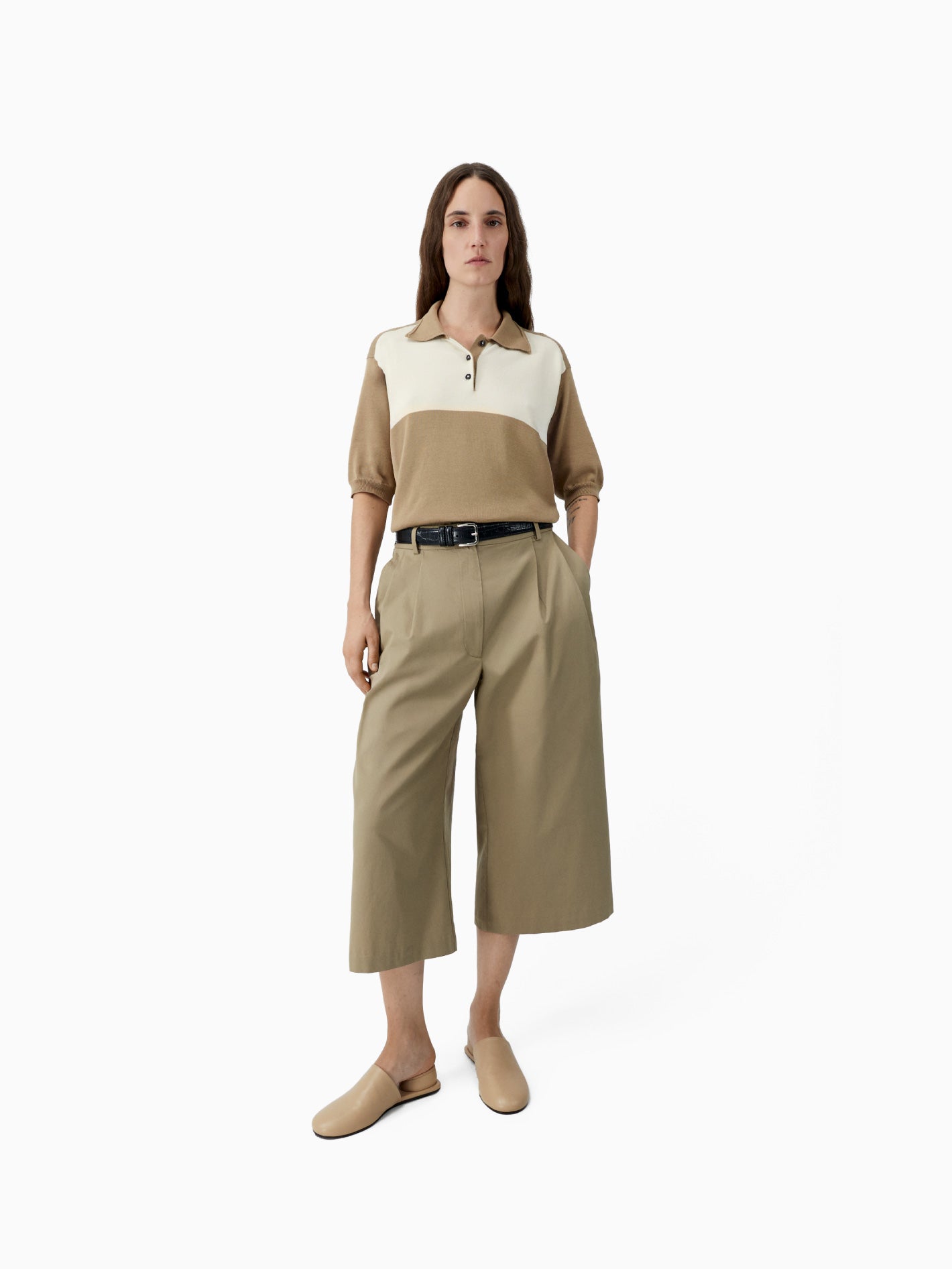 Organic Cotton Colorblock Polo Camel