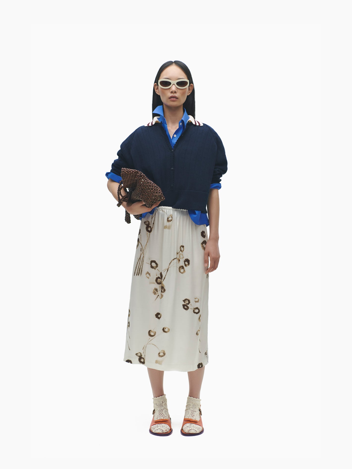 Y's BORN PRODUCT] COTTON TWILL FLARE SKIRT WITH GUSSET(XS