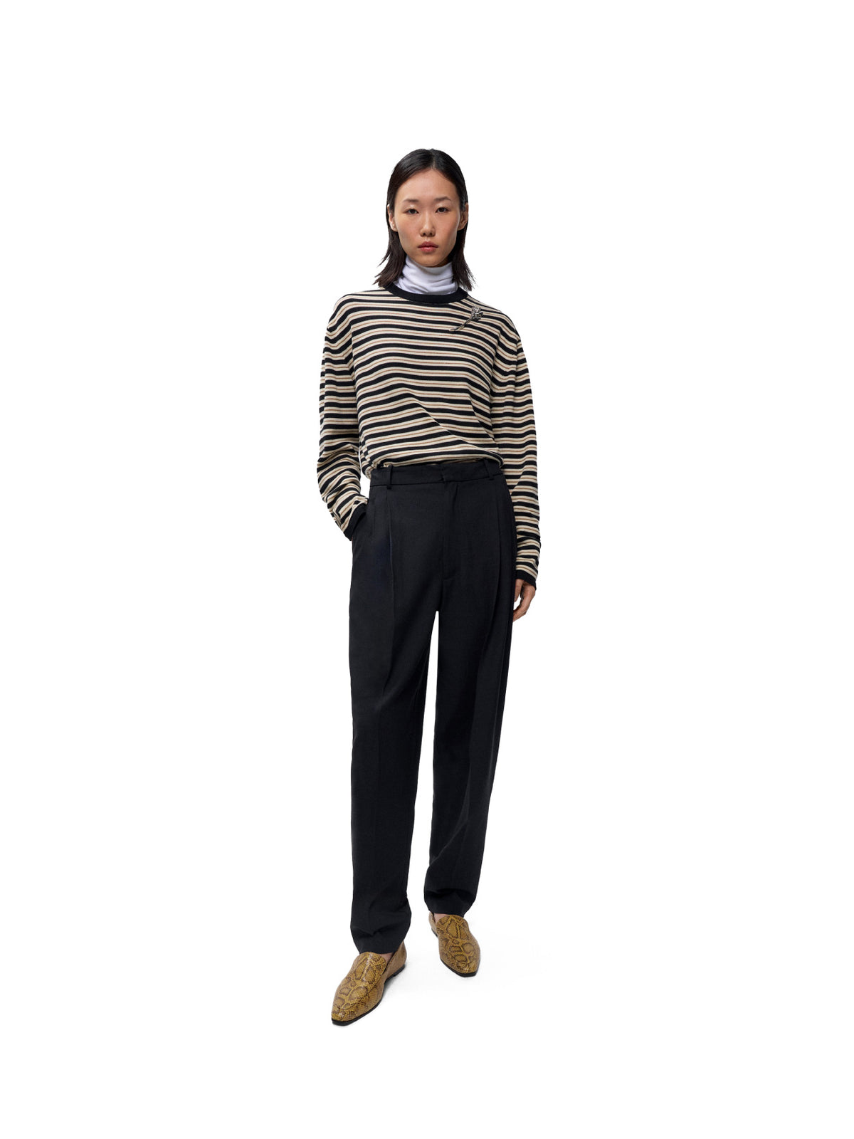 Organic Cotton Striped Long-Sleeve Tee Black
