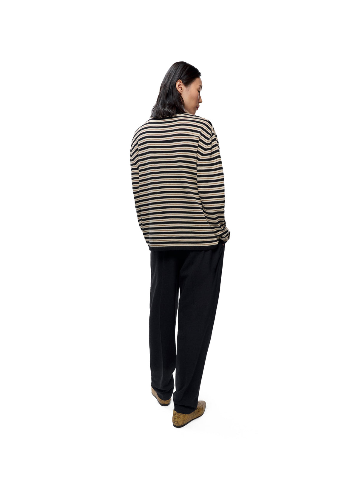 Organic Cotton Striped Long-Sleeve Tee Black