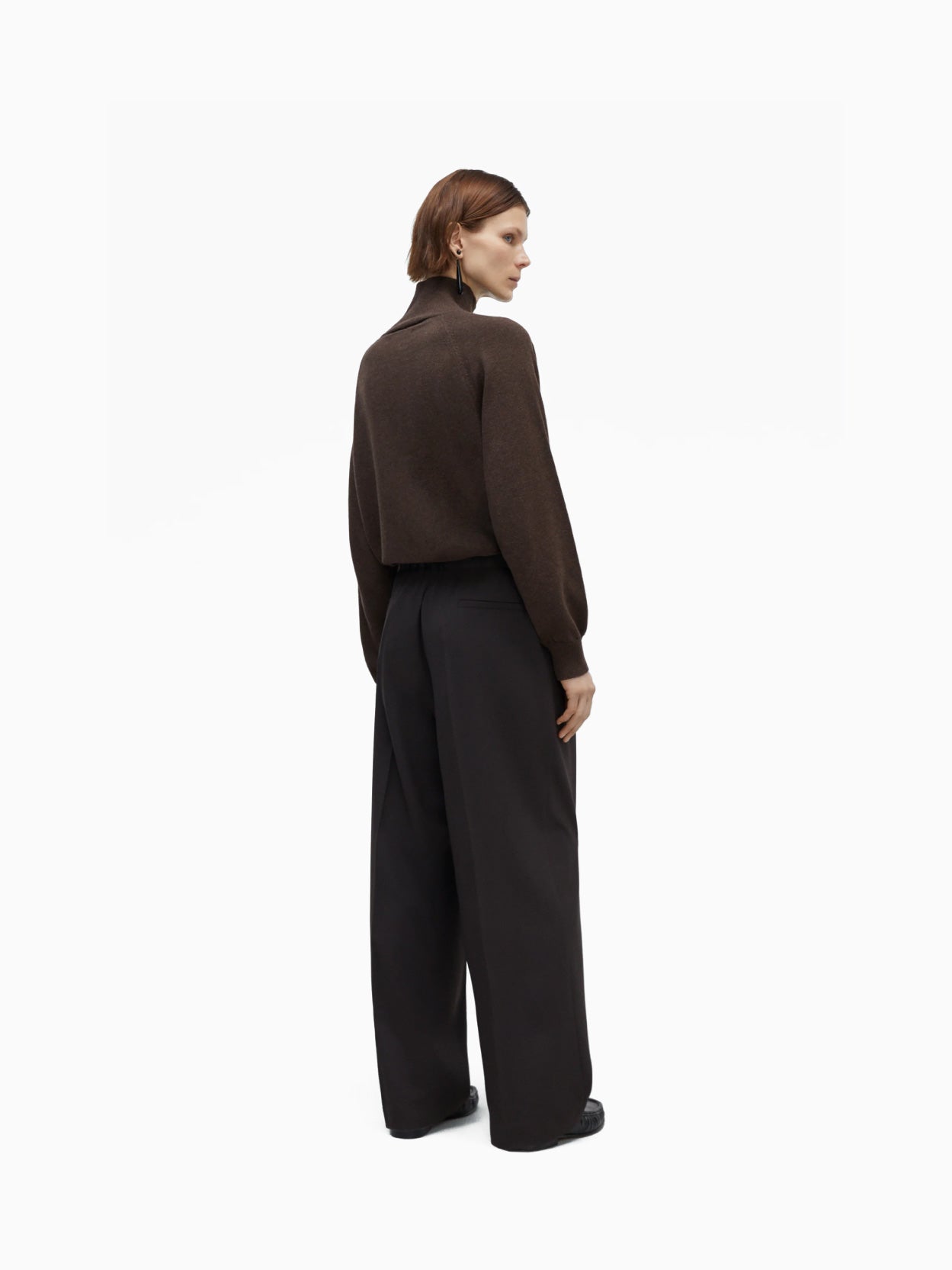 Pleated Relaxed Pants Dark Brown