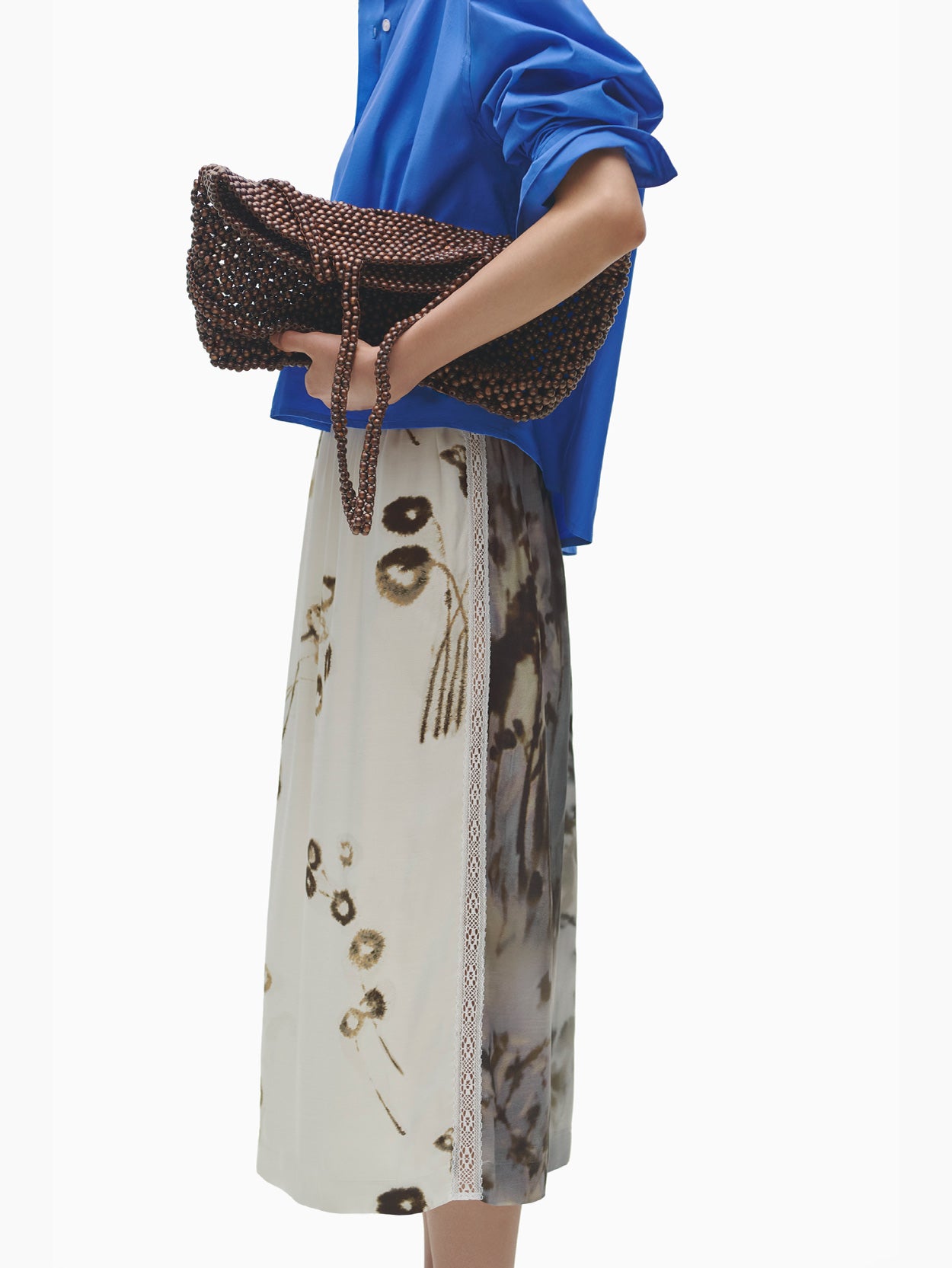 Printed Long Skirt With Lace