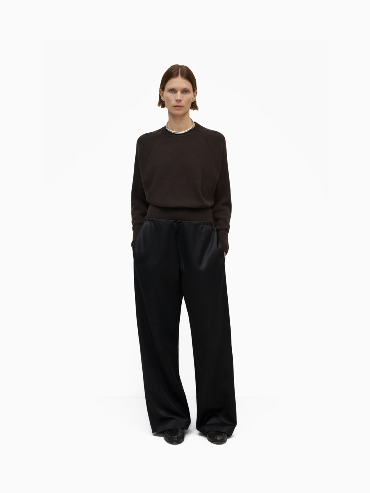 Satin Relaxed Pants Black